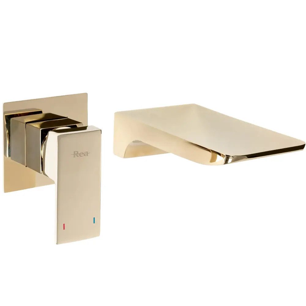 wohnwerk.idee Unterputzarmatur Unterputz Armatur Waschbecken Wasserhahn Wandarmatur Gold, Schwarz