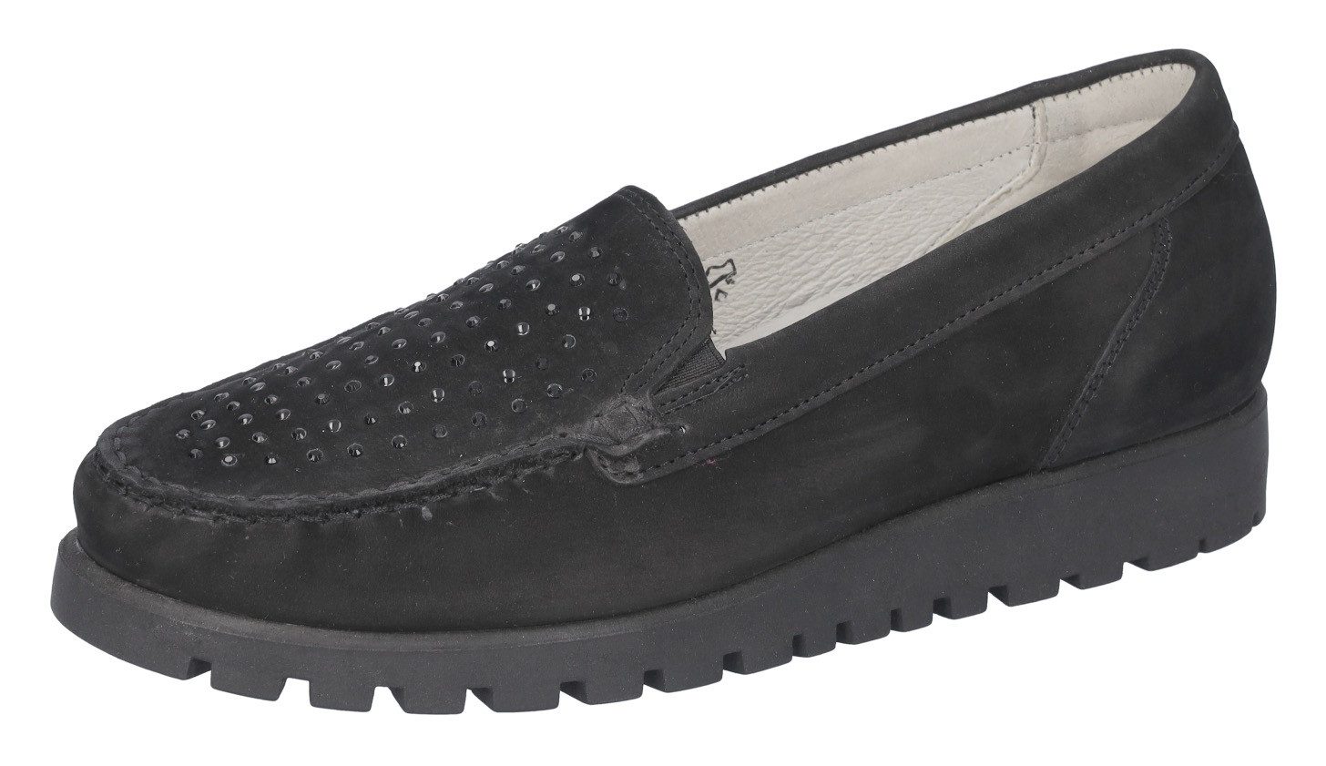 Waldläufer Hegli Mokassin Slipper, Loafer, Bequemschuh mit Glitzersteine, Komfortweite H