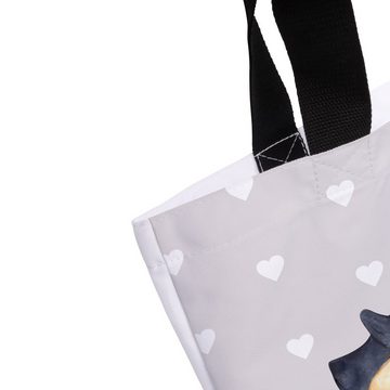 Mr. & Mrs. Panda Shopper Pinguin Liebe - Grau Pastell - Geschenk, Alltagstasche, Schultasche, (1-tlg), Vielseitig nutzbar