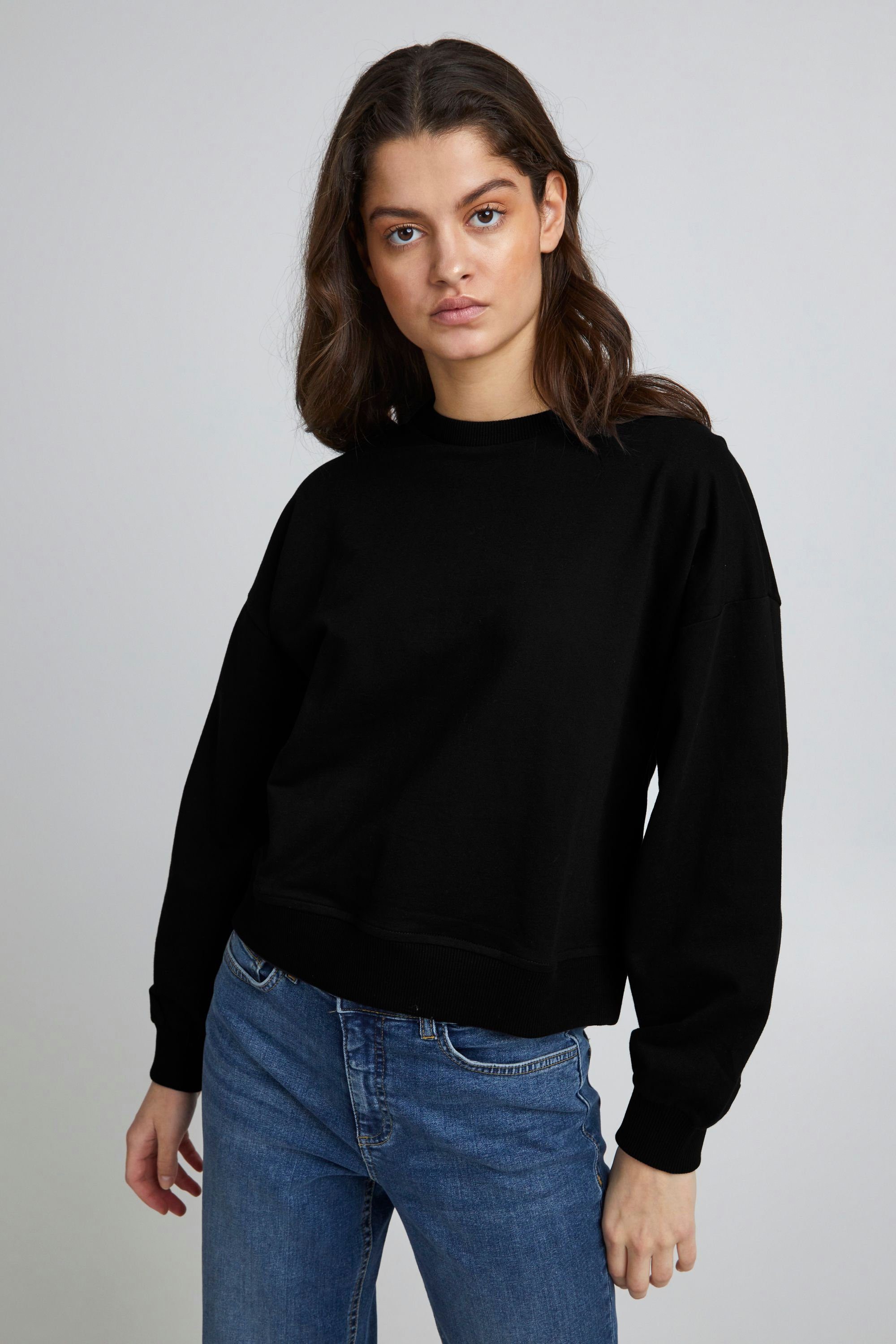 Ichi Sweater IHVEA SW2 - 20116000 Sweater in Cropped-Optik Black (194008)