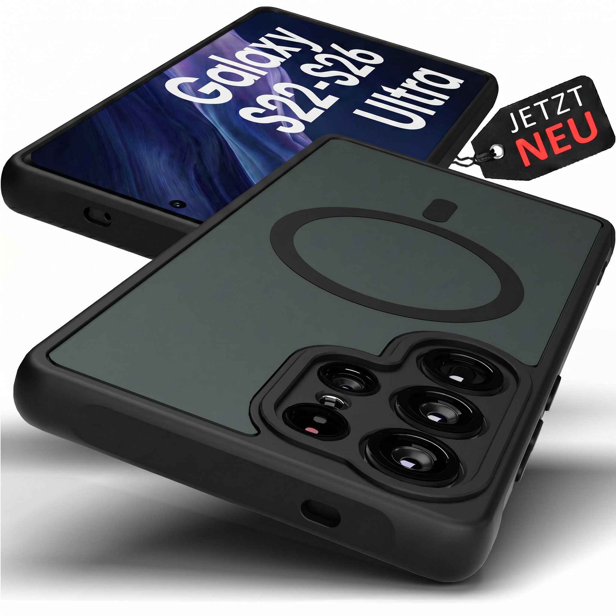 GreenHec Handyhülle Hülle Samsung S26 S25 S24 S23 S22 + Ultra FE MagSafe Case Magnet Black, Schwarz Cover Magnetische Schutz HandyHülle für Galaxy Ultra Plus EDGE
