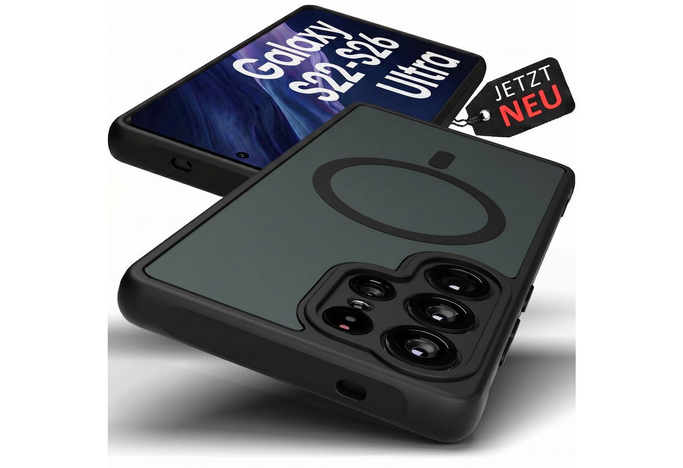 GreenHec Handyhülle Hülle Samsung S26 S25 S24 S23 S22 + Ultra FE MagSafe Case Magnet Black, Schwarz Cover Magnetische Schutz HandyHülle für Galaxy Ultra Plus EDGE