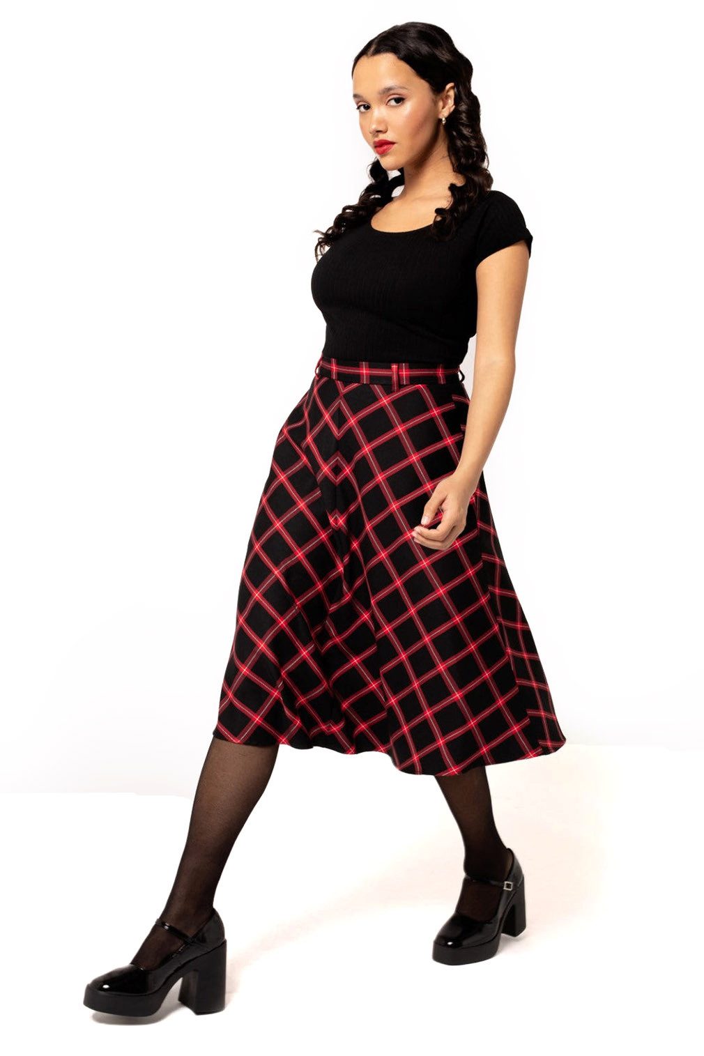 Hell Bunny A-Linien-Rock Janine Skirt Tellerrock Kariert Vintage Swing Retr günstig online kaufen