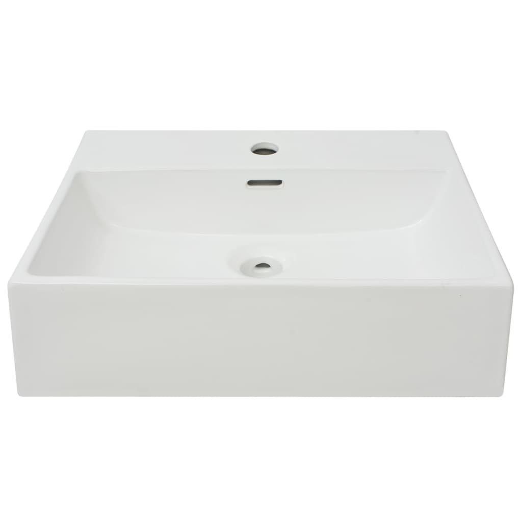 vidaXL Waschbecken Waschbecken mit Hahnloch Keramik Weiß 51,5x38,5x15 cm