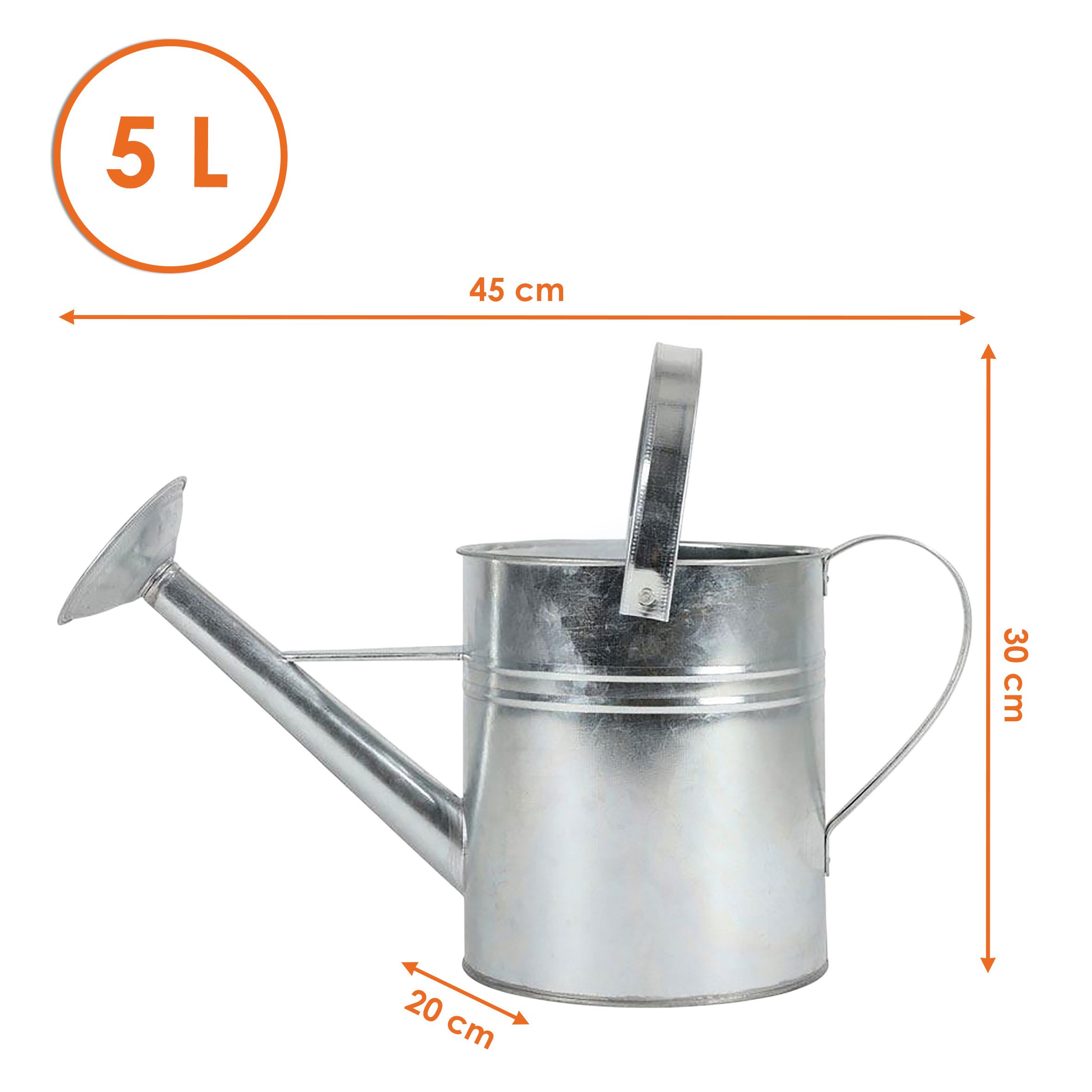 Spetebo Gießkanne Zink Gießkanne silber - 5 L (1 Gießkanne, 1-tlg., Gießkanne), Kleine Pflanzen Gießkanne aus Zink mit 5 Liter Fassungsvermögen