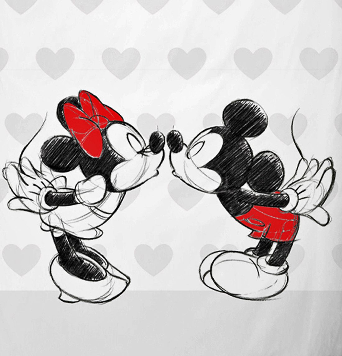 Disney Wendebettwäsche Mickey Mouse Disney graues Herz 135x200cm, Renforcé, günstig online kaufen