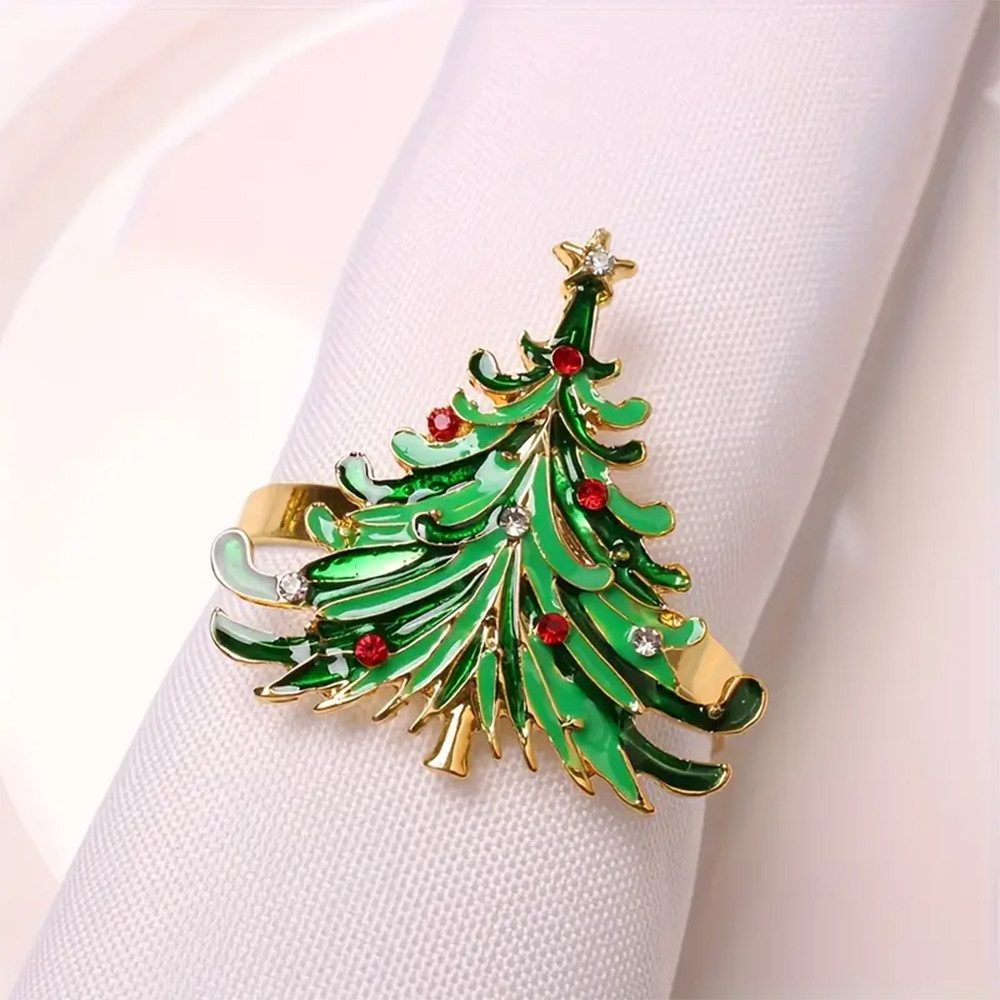 Kaket Serviettenring 6er-Pack Goldene Metall-Weihnachts-Serviettenringe, (6-tlg), Feiertags-Tischdekoration, Küchen- & Esstisch-Zubehör – Bild 3 von 5