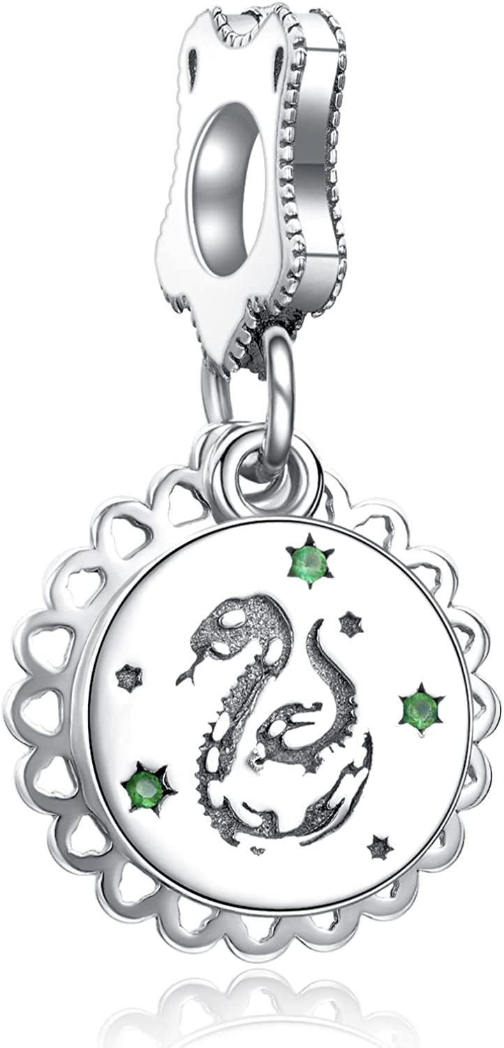 Haiaveng Runder Anhänger Geburtsstein Charms für Armband 925 Sterling Silber, Cubic Zirconioa Bracelet Bead, für Armbänder Halskette