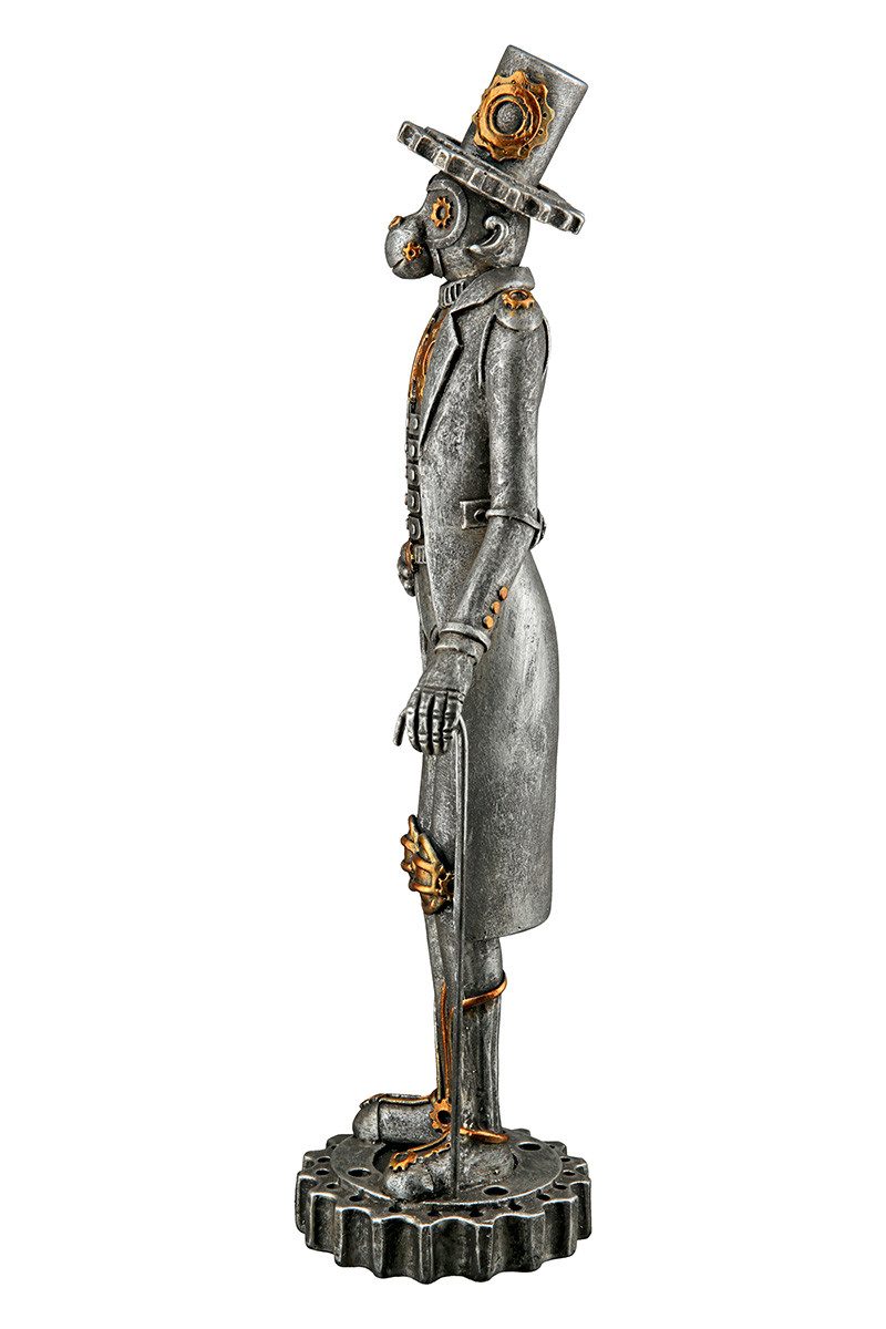 GILDE Dekofigur Dekofigur Steampunk Affe Viktor aus Kunstharz silber kupfer (1 St)