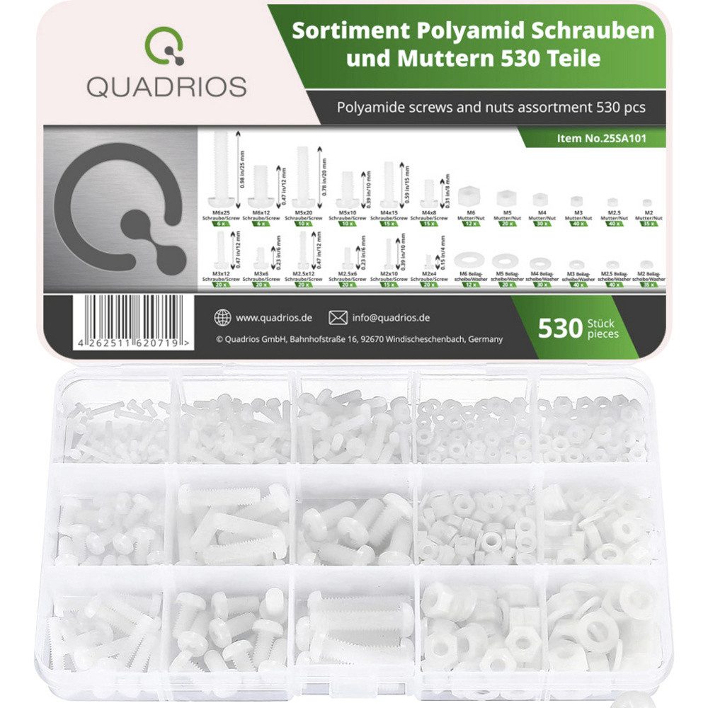 Quadrios Schrauben-Set Quadrios 25SA101 25SA101 Kunststoffschrauben-Sortiment 530 Teile