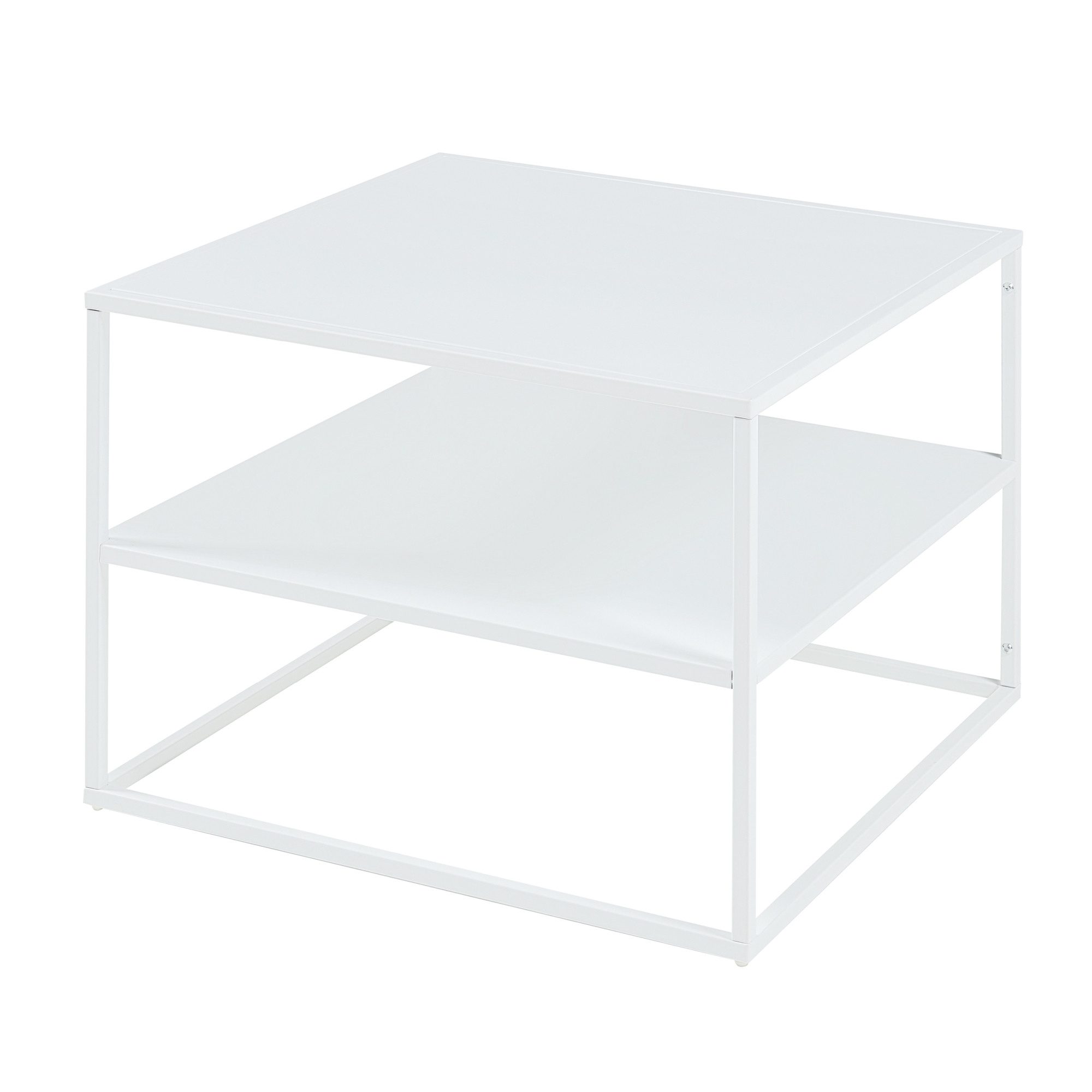 en.casa Couchtisch, »Solund« Beistelltisch mit Ablage 60x60x45 cm Weiß, matt