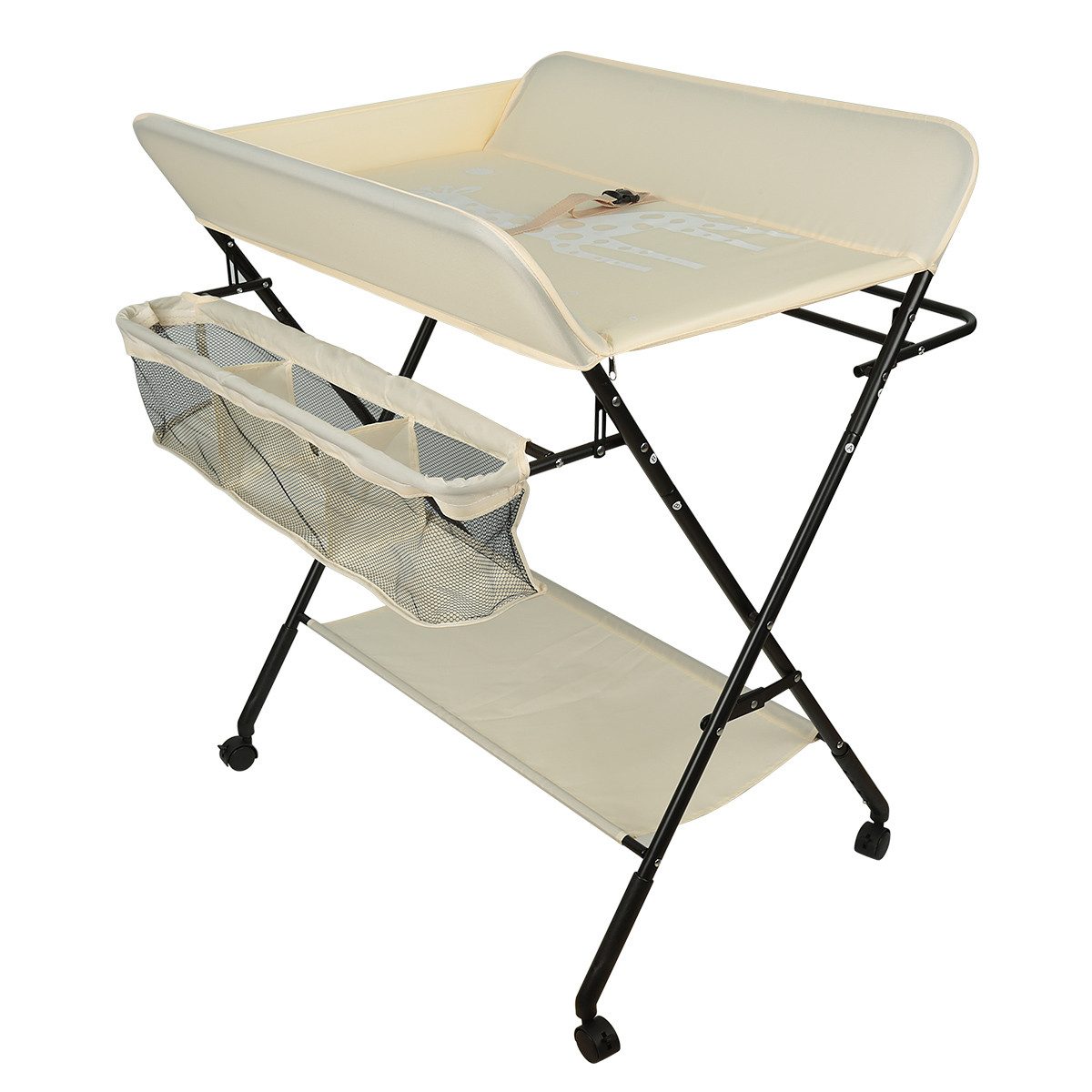 JEOBEST Wickeltisch Wickelauflage Mulde Kommode Unterlage Wickeln Baby Kind (KLAPPBAR), (1-tlg), Höhenverstellbar, Wasserdichte, Staufach, Mit Bremse – Bild 4 von 5