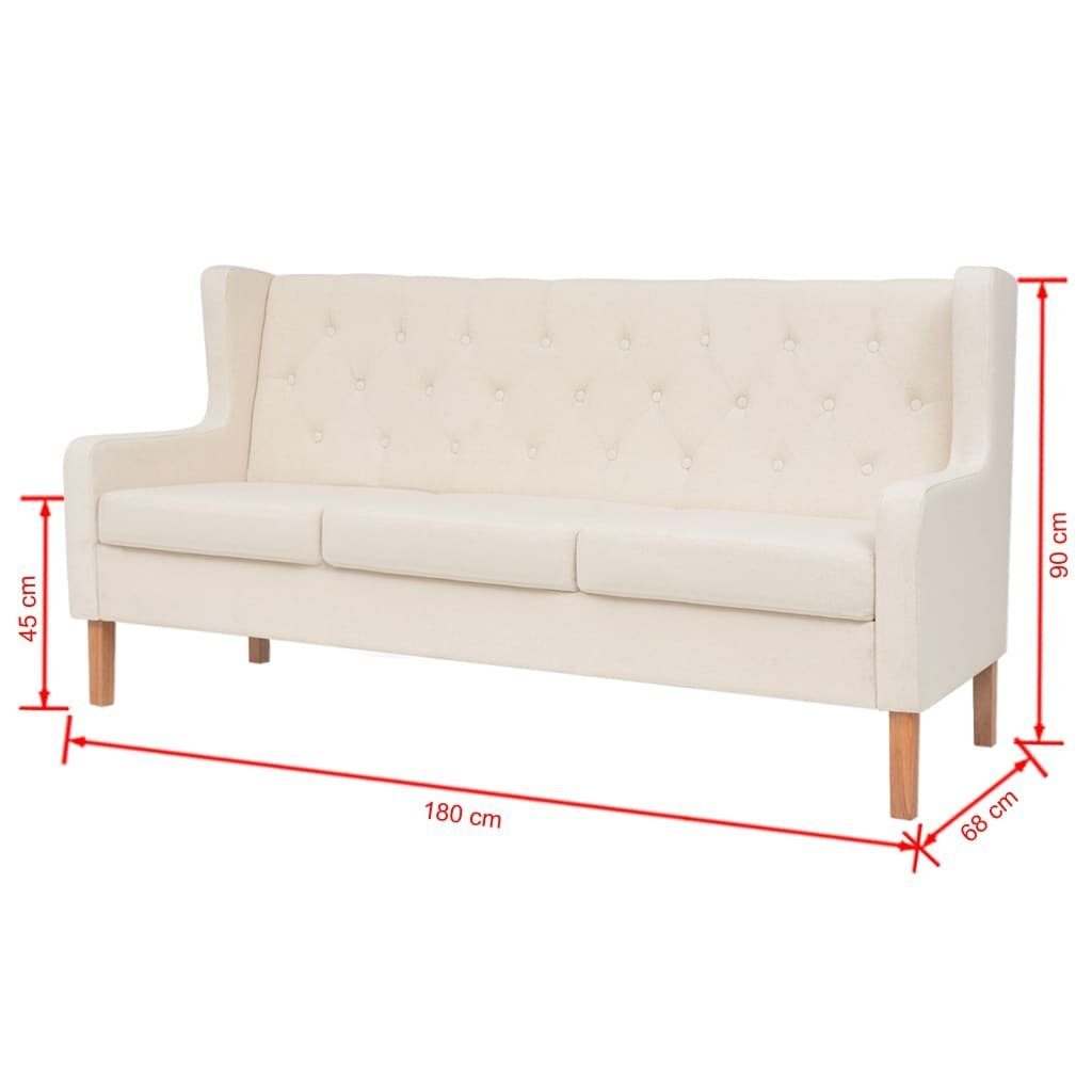 mit Anti-Rutsch Design, Cremeweiß Loungesofa skandinavischen DOTMALL im Beinen 3-Sitzer-Sofa