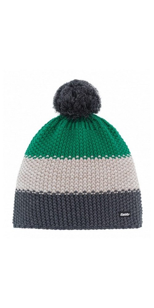 Eisbär Bommelmütze Wintermütze (Bommel) Star Pompon RL grün/cremeweiss/grau