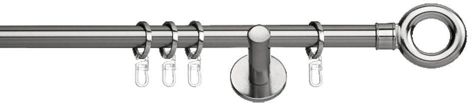 Gardinenstange Tarent, indeko, Ø 20 mm, 1-läufig, Fixmaß, verschraubt, Stahl, Komplett-Set inkl. Ringen und Montagematerial