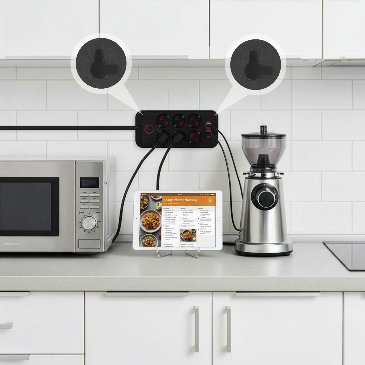 Maclean Steckdosenleiste 6 Steckdosen 2500W 4xUSB Mehrfachsteckdose 6-fach (Ein-/Ausschalter, Kabellänge 1,5 m), 110-240V AC 50/60Hz, 2,1A max 2500W – Bild 4 von 5