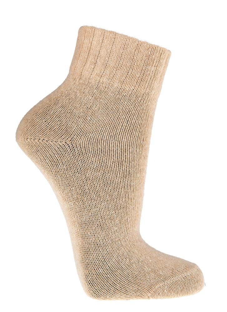 TippTexx 24 für 2 kurze Kuschelsocken Kaschmirwolle Merino- Beige Paar Damen & Kurzsocken mit