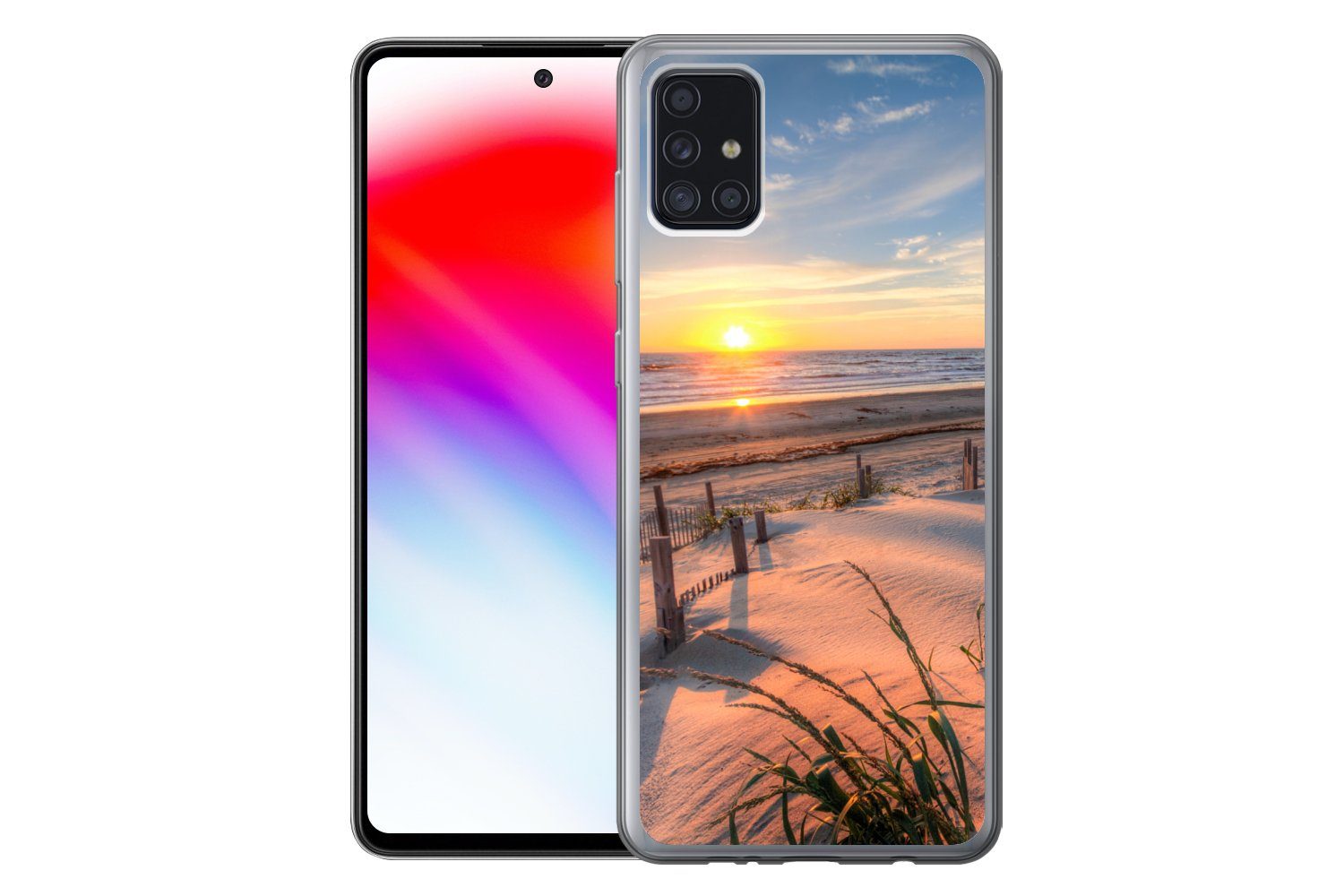 MuchoWow Handyhülle für Samsung Galaxy A52 5G Strand - Meer - Düne - Sonnenuntergang - Lan, Smartphone-Bumper, Print, Handy Schutzhülle Dünn
