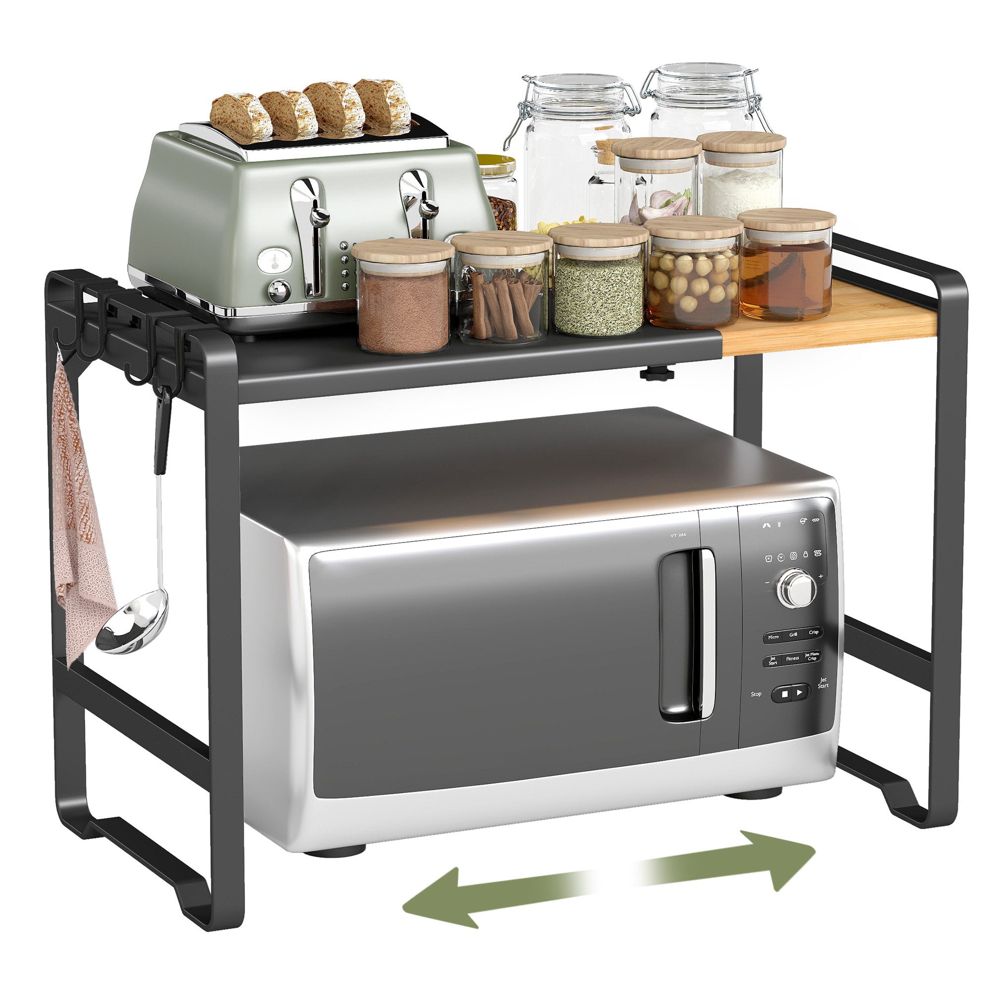 SONGMICS Gewürzregal Erweiterbares Mikrowellen-Regal, Mikrowellenständer, 4 günstig online kaufen