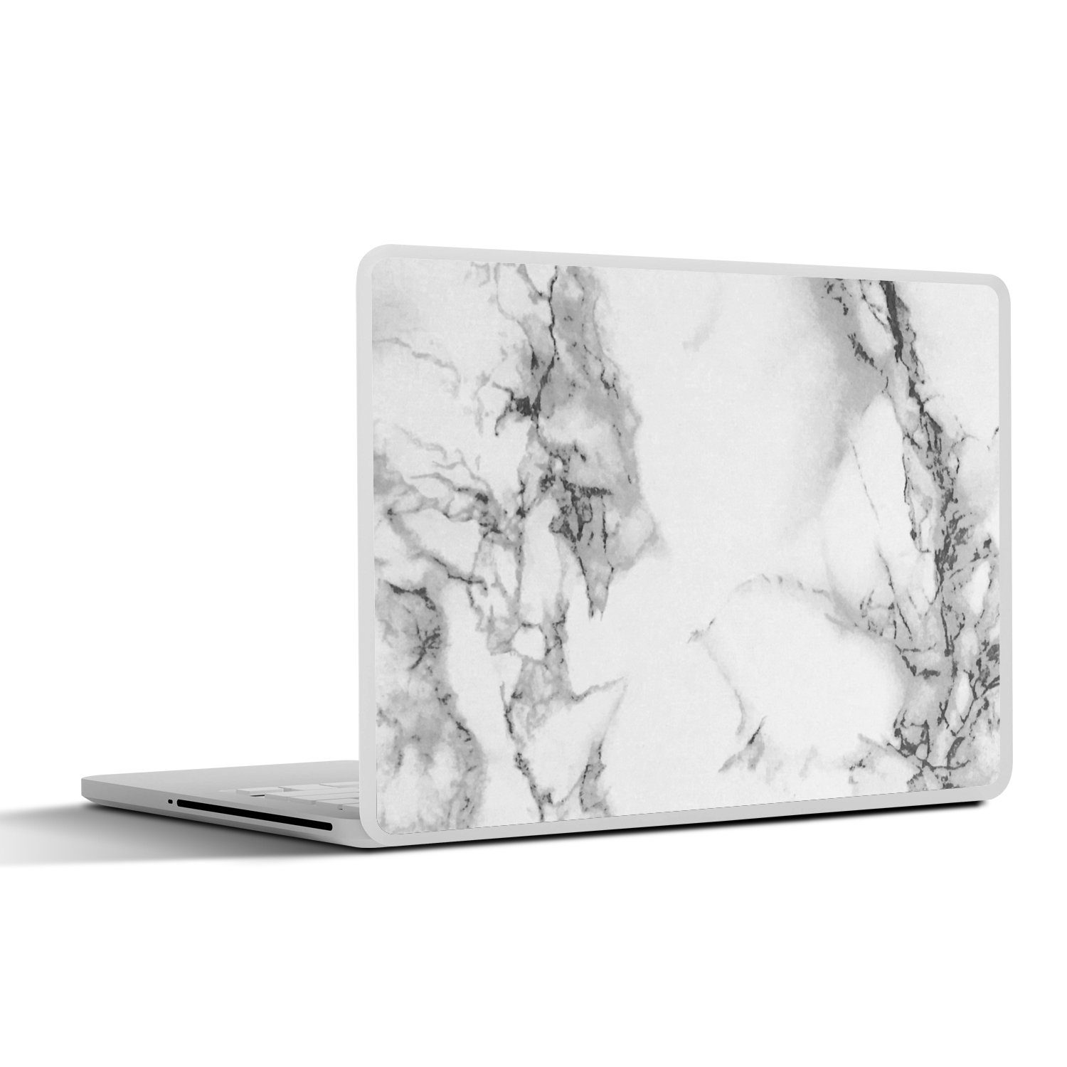 MuchoWow Laptop-Aufkleber Marmor - Stein - Weiß - Grau - Schwarz - Marmoroptik, (1tlg), Laptop Folien Cover, Aufkleber, Sticker, Schutz vor Kratzern, 25x18 cm