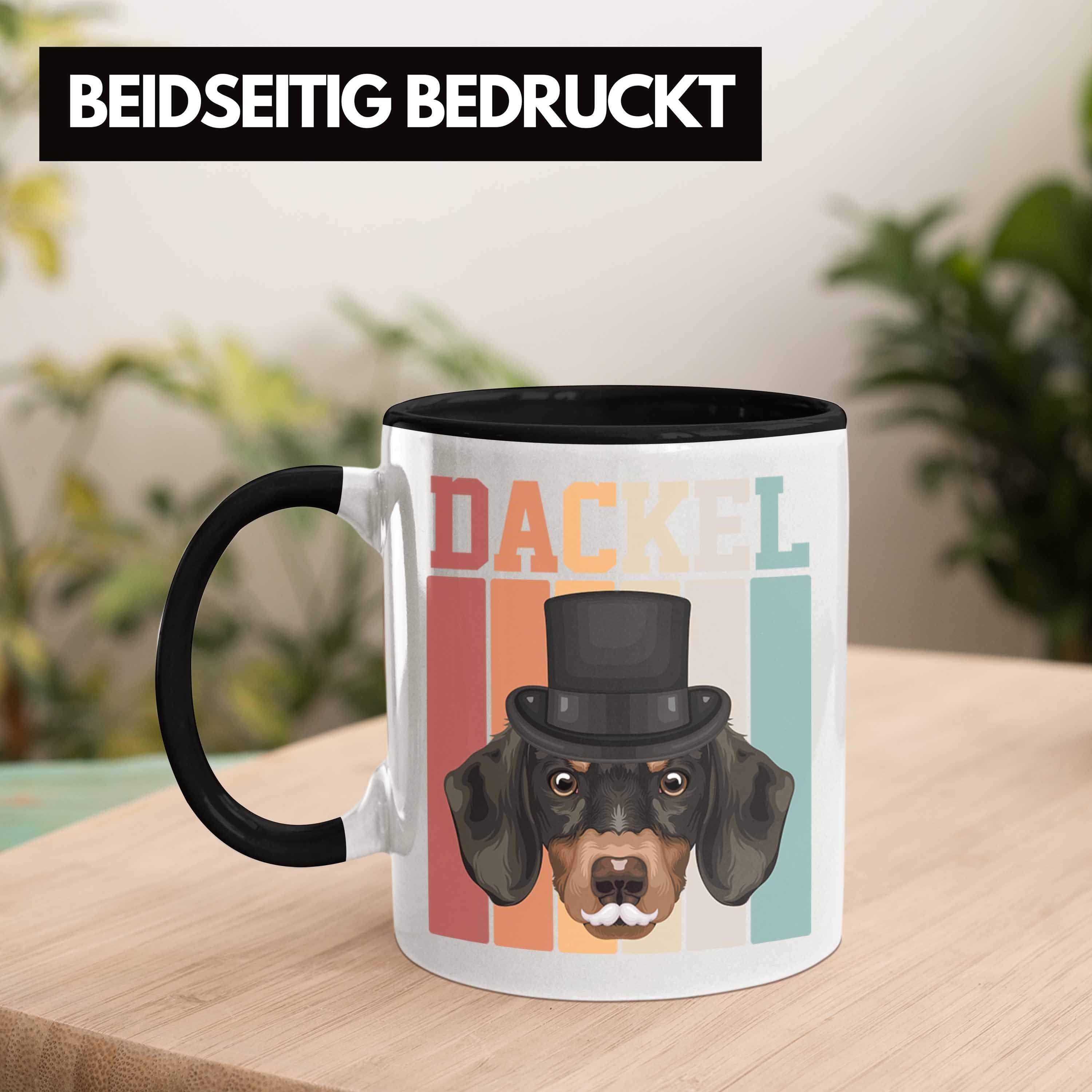 Vina Geschenk Tasse Geschenkidee Tasse Lustiger Schwarz Retro Dackel Trendation Besitzer Spruch