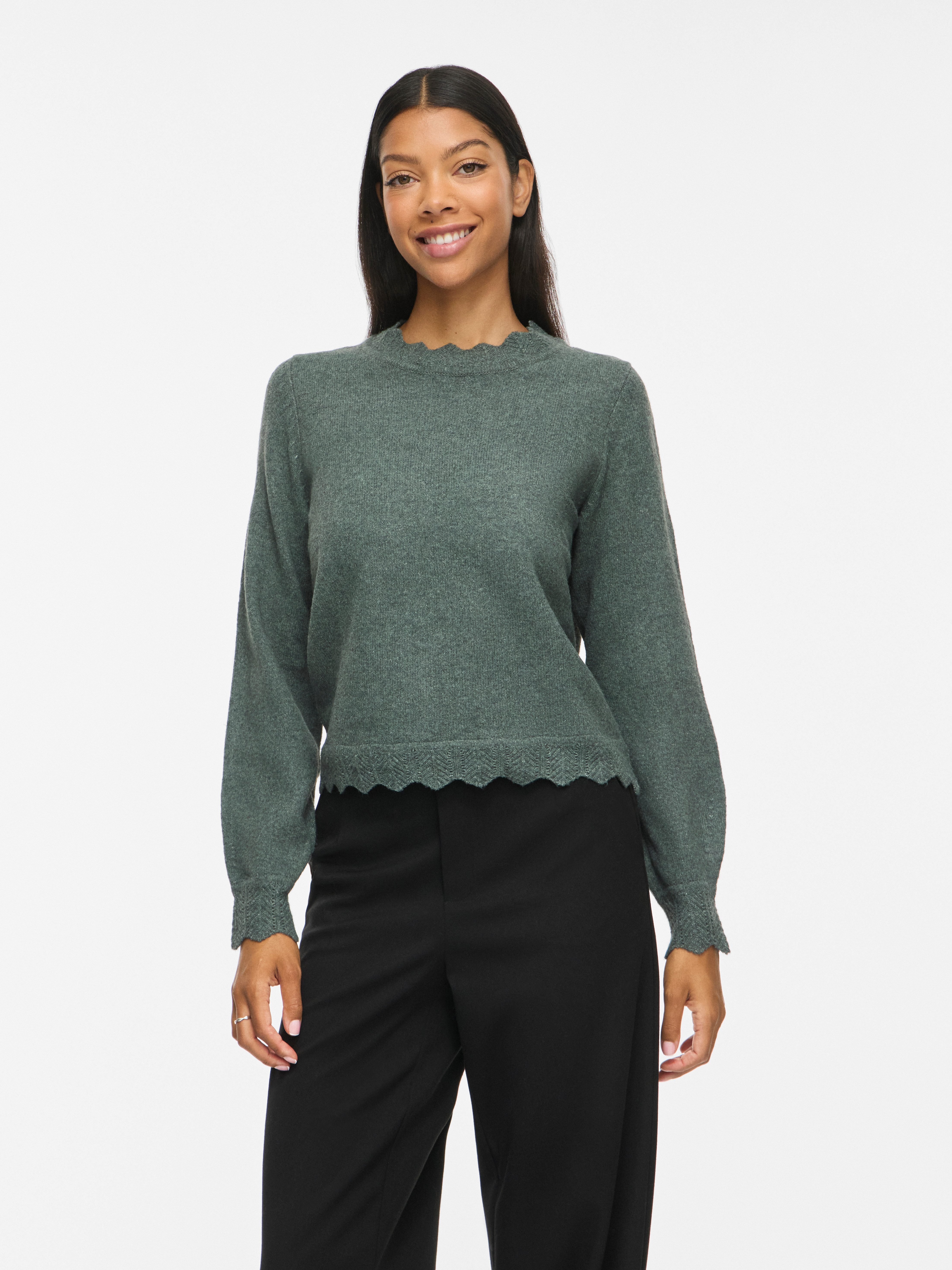 Vila Strickpullover VINIKOLINA O-NECK L/S KNIT TOP - NOOS Materialmix, regular fit