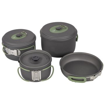 Bo-Camp Topf-Set Alu Kochset 4-teilig Camping Koch, Geschirr Trekking Topf Outdoor Pfanne