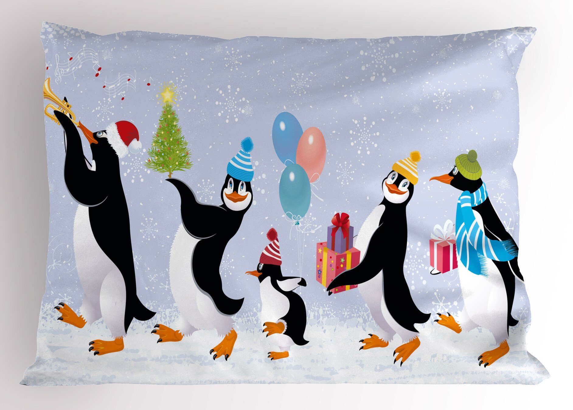 Kissenbezüge Dekorativer Standard King Size Gedruckter Kissenbezug, Abakuhaus (1 Stück), Weihnachten Penguins in Caps