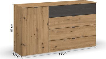 rauch Kommode Apollon, mit 1 Tür und 4 Schubladen, 1 Schublade in Absetzung Black oak