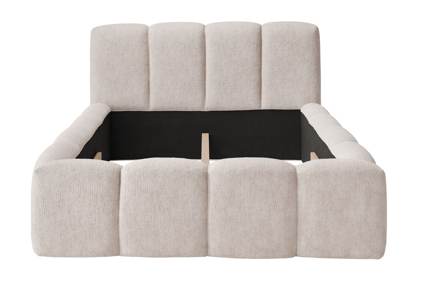 Feldmann-Wohnen Polsterbett Nicole (160x200cm, gepolstertes Kopfteil, 1-tlg., moderne Optik, gepolstertes Kopfteil), 160x200cm Chenille-Gewebe beige ohne Lattenrahmen