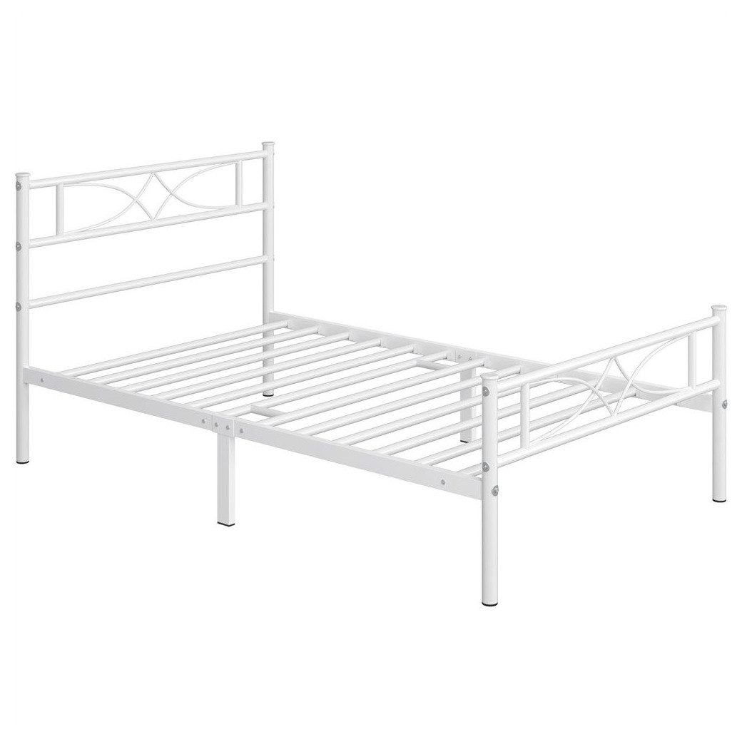 Yaheetech Metallbett, Bettrahmen mit Kopfteil Gästebett mit Lattenrost für Schlafzimmer
