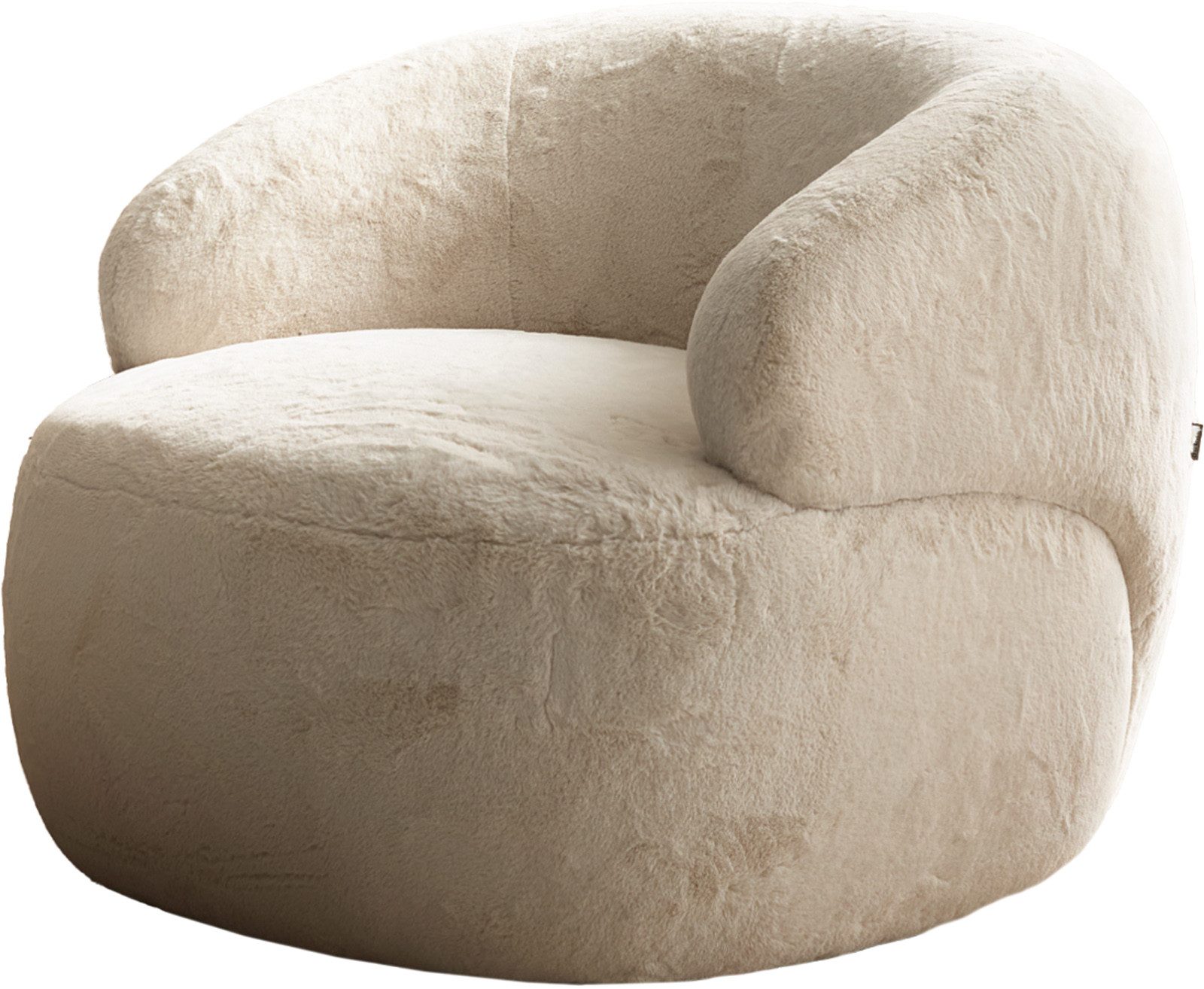 DELIFE Cocktailsessel Nova, Plüsch Creme-Weiß 88x88 cm Loungesessel