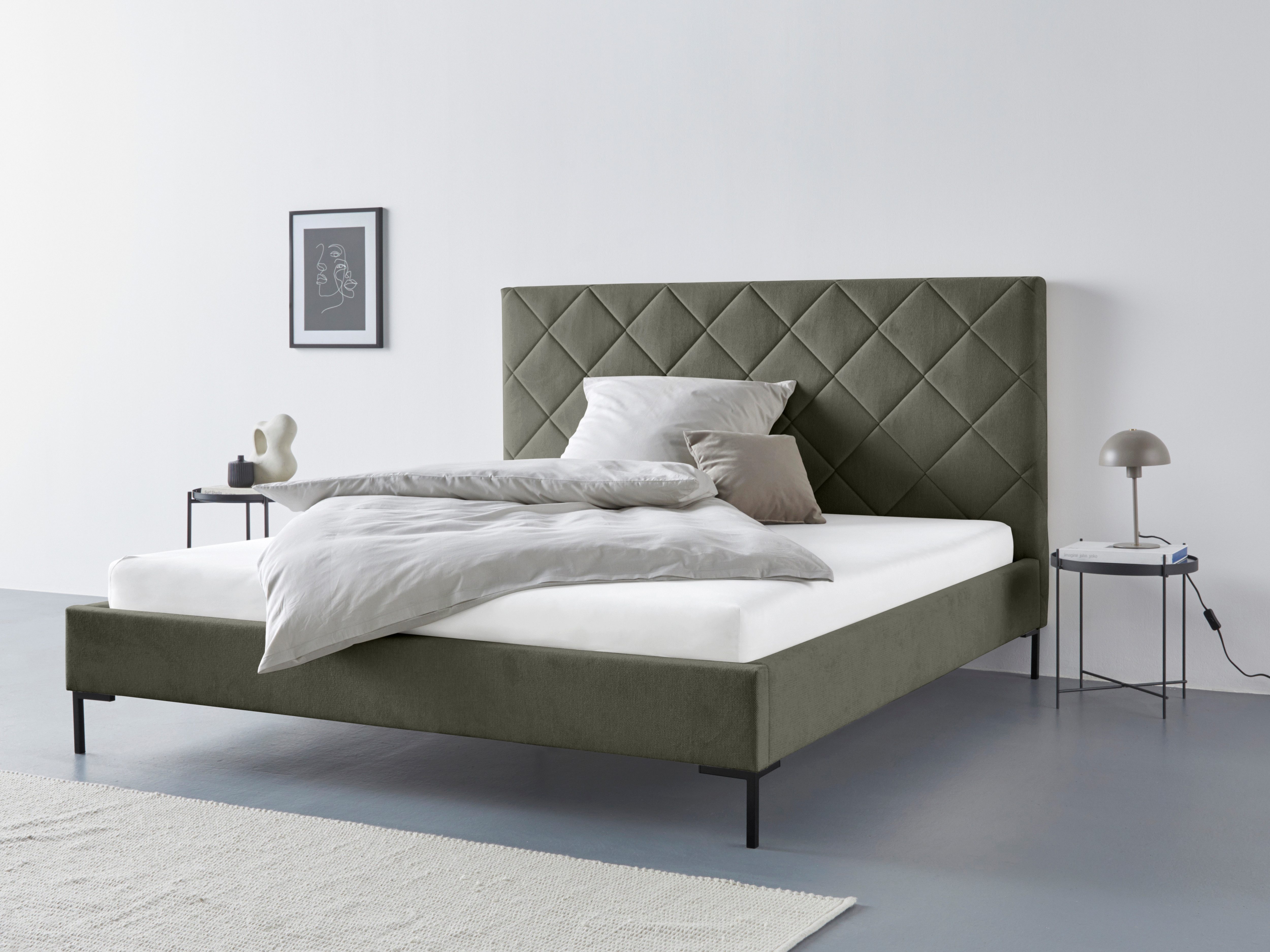 Home affaire Polsterbett Charlott, Modernes Polsterbett mit oder ohne Lattenrost