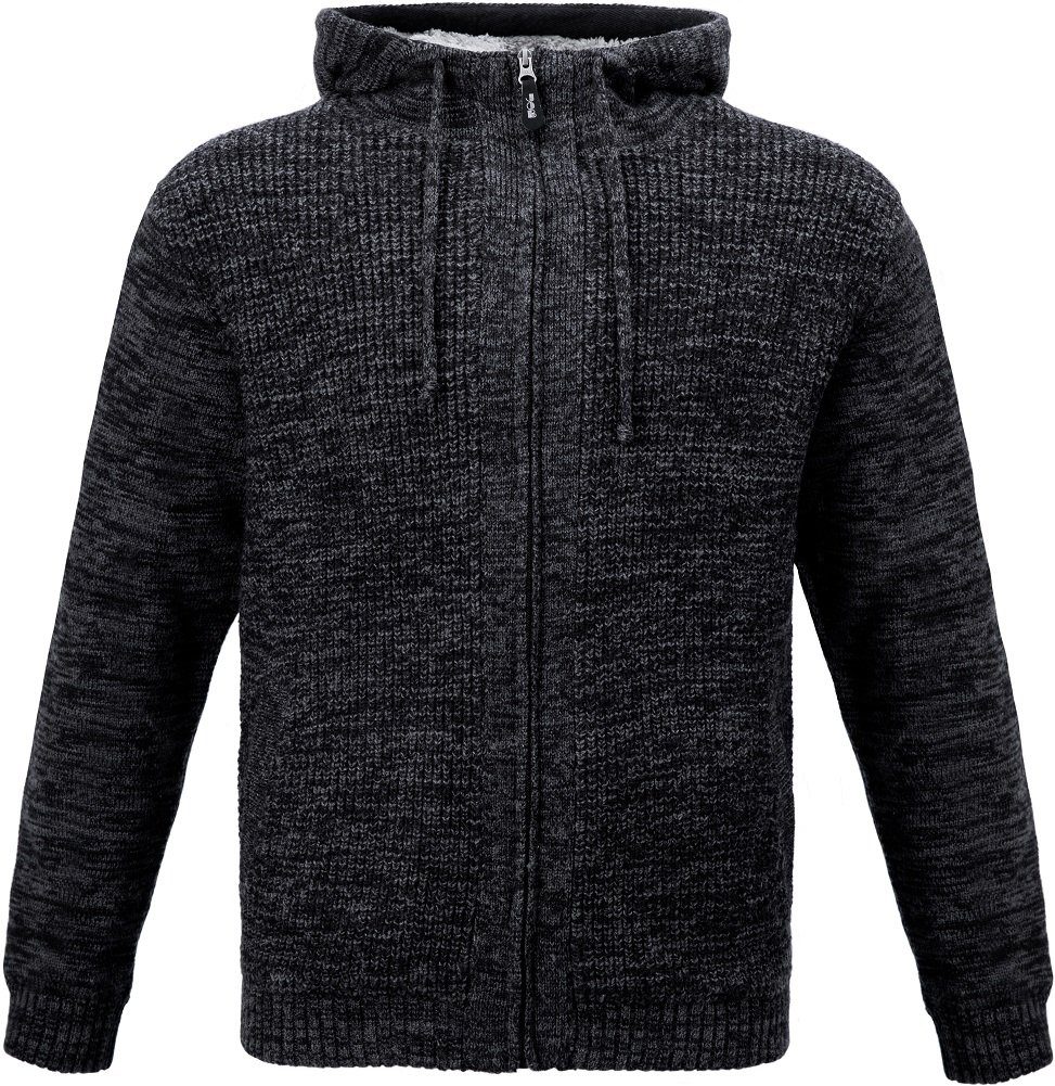JOB Strickjacke Hoodie-Strickjacke mit Fellfutter schieferschwarz günstig online kaufen