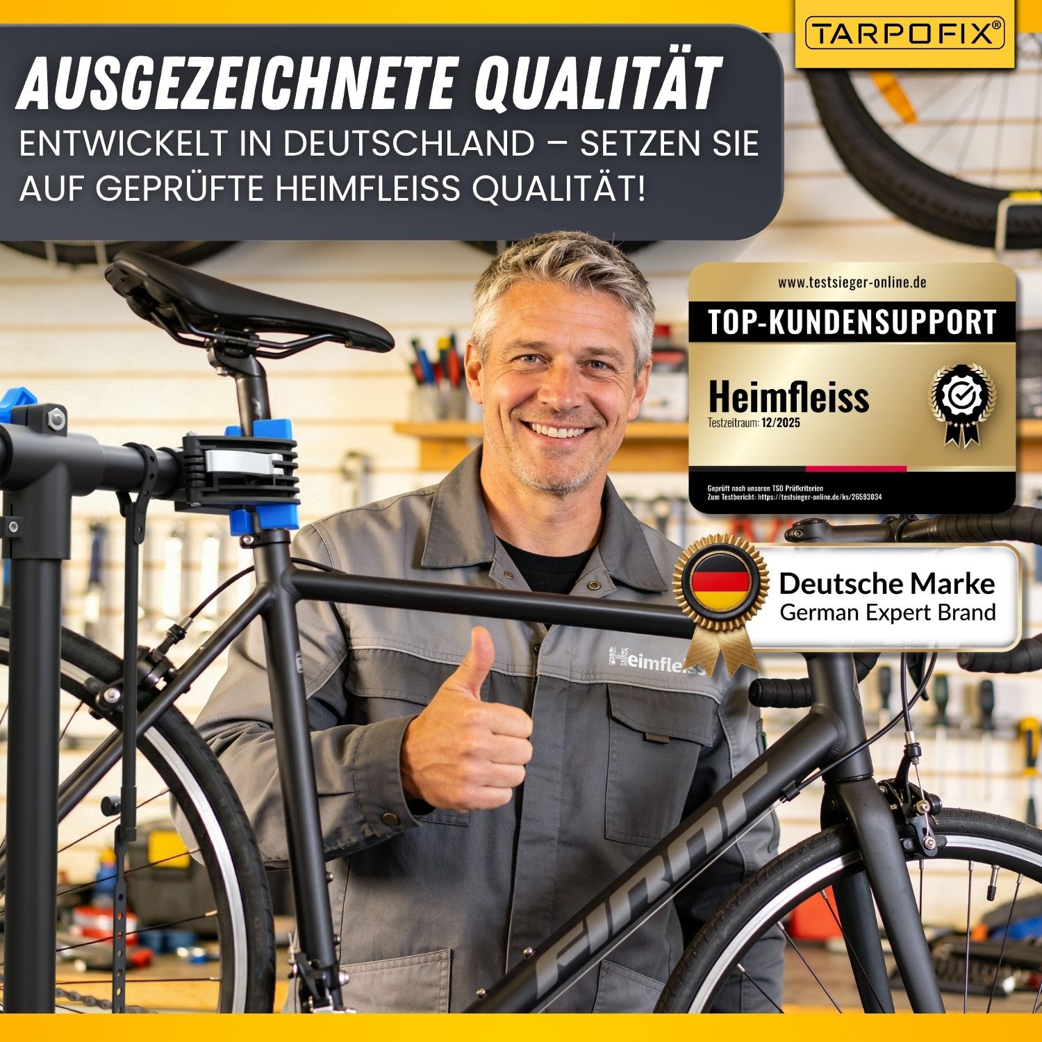 Tarpofix® Fahrrad-Montageständer Fahrrad Montageständer 30 kg klappbar Reparaturständer, Blau: Fahrrad Reparaturständer blau mit 360° Klemmkopf