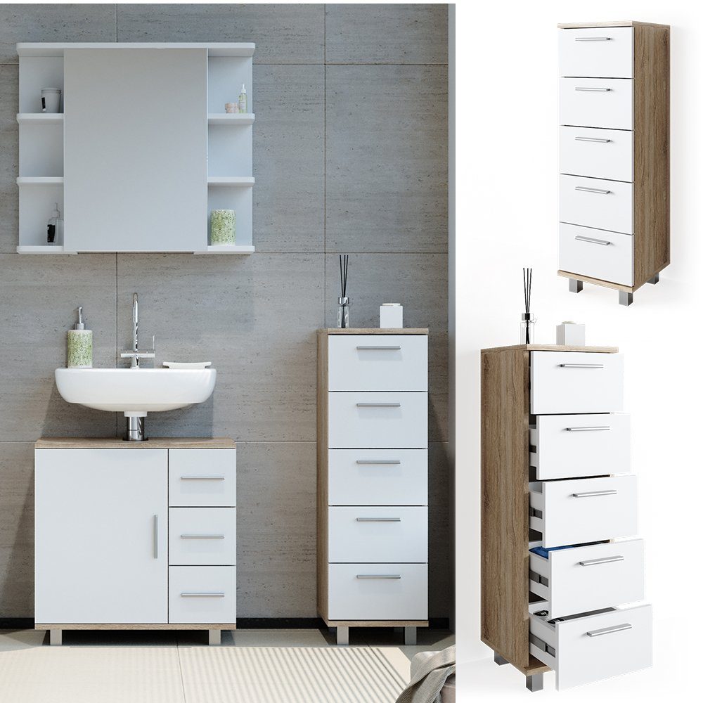 Vicco Midischrank Ilias, Weiß/Sonoma, 30 x günstig online kaufen