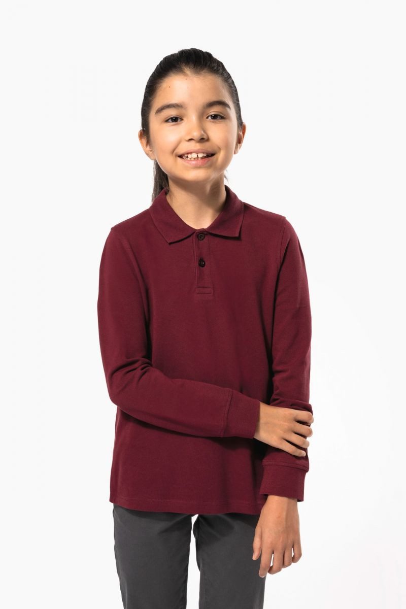 Kariban Poloshirt Polohemd mit langen Ärmeln für Kinder.