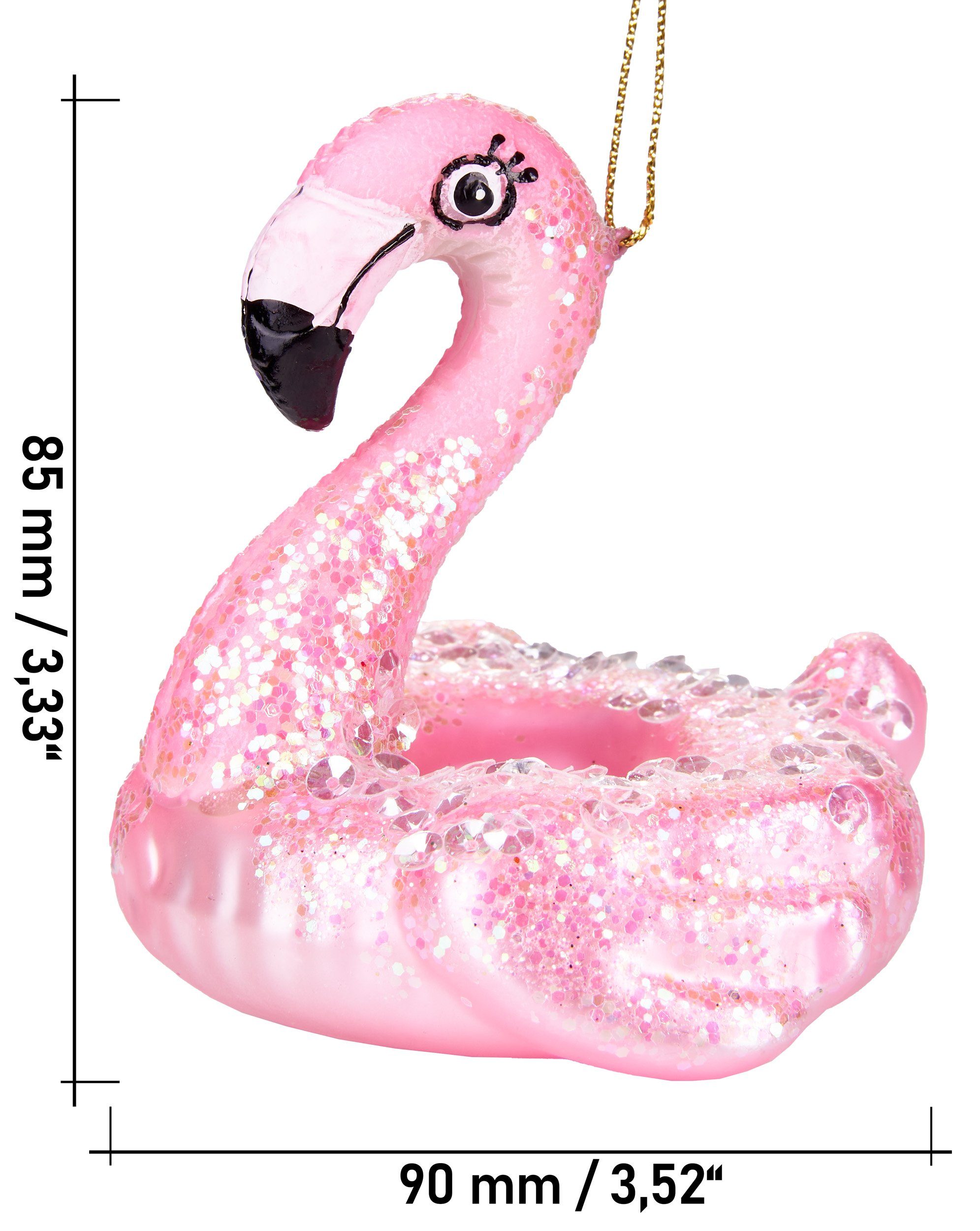 BRUBAKER aus Christbaumschmuck Baumkugel Glas, 9 Flamingo - Unikat, Schwimmring, Handbemalte Weihnachtskugel eleganter Weihnachtsanhänger lustige cm mundgeblasenes
