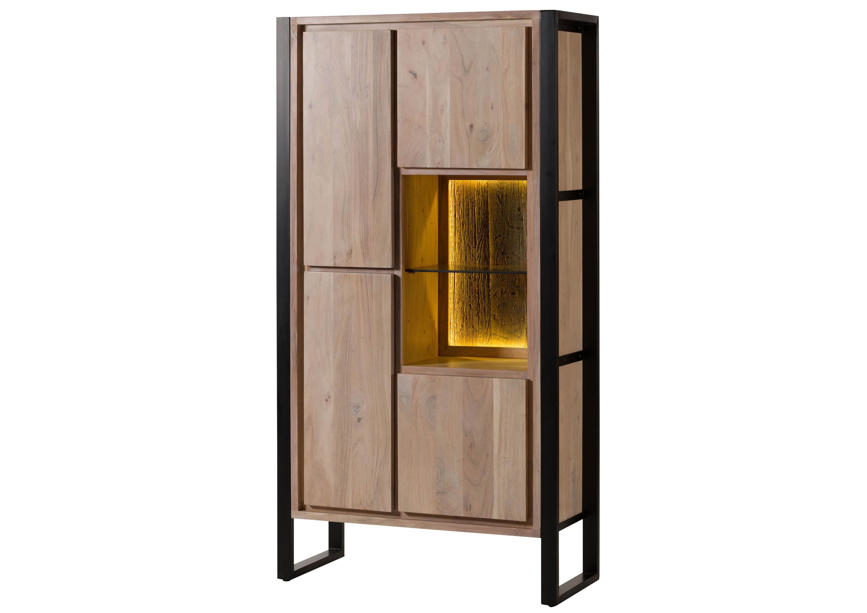 Massivmoebel24 Dreh-/Schwebetürenschrank DENVER (Akazie / Altholz 95x40x180 natur lackiert DENVER #106) Akazie / Altholz 95x40x180 natur lackiert DENVER #106