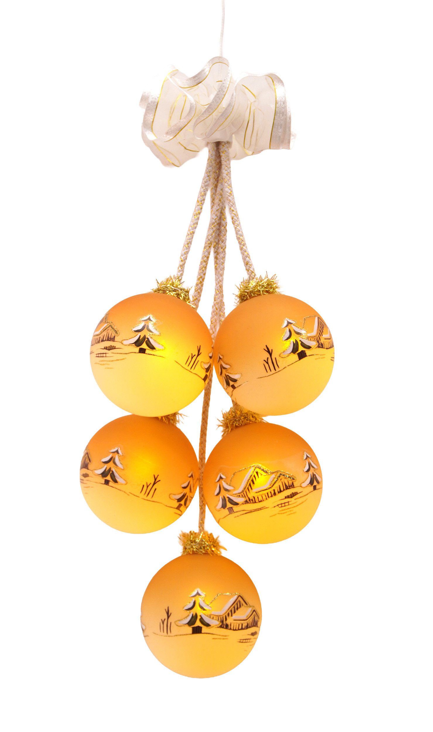 Krebs Glas Lauscha Weihnachtsbaumkugel LED Weihnachtskugeln Leuchtgehänge Goldfarbig 8cm (6 St), Glas