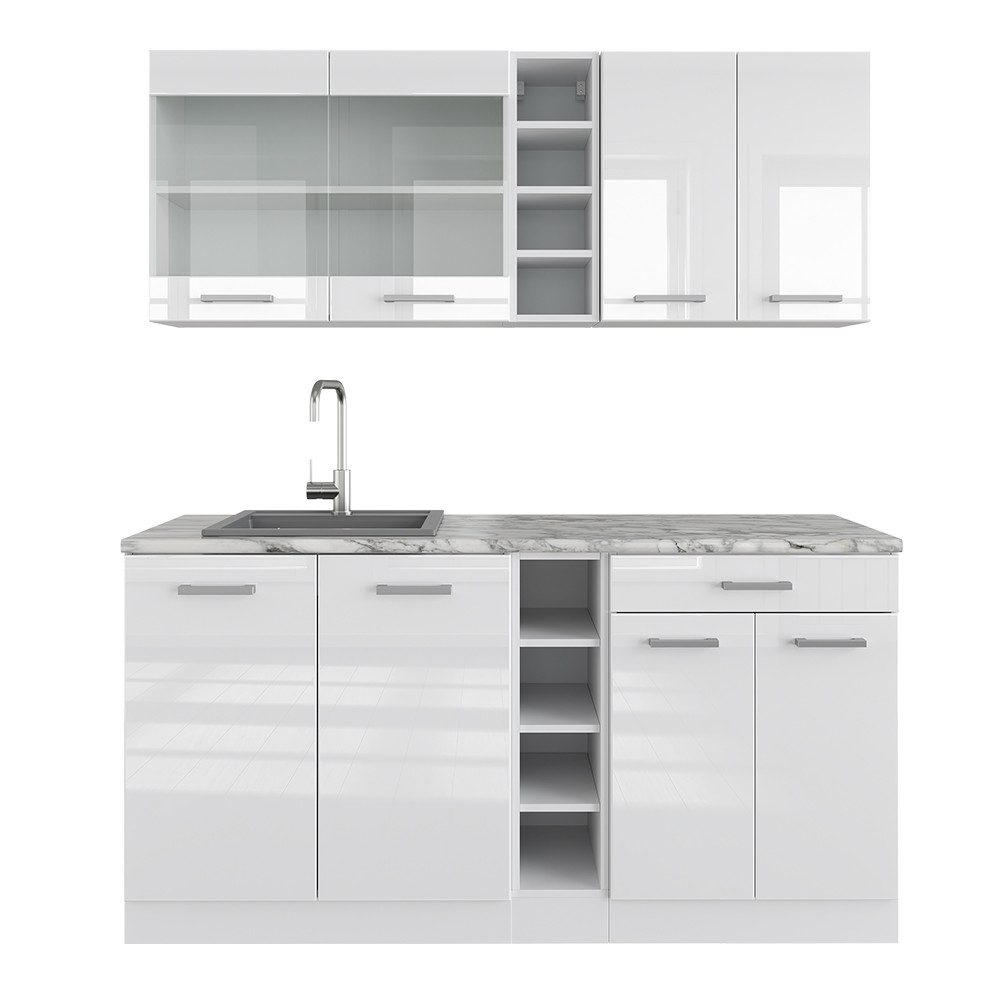 Vicco Küchenzeile R-Line, Weiß Hochglanz/Weiß, Ohne günstig online kaufen