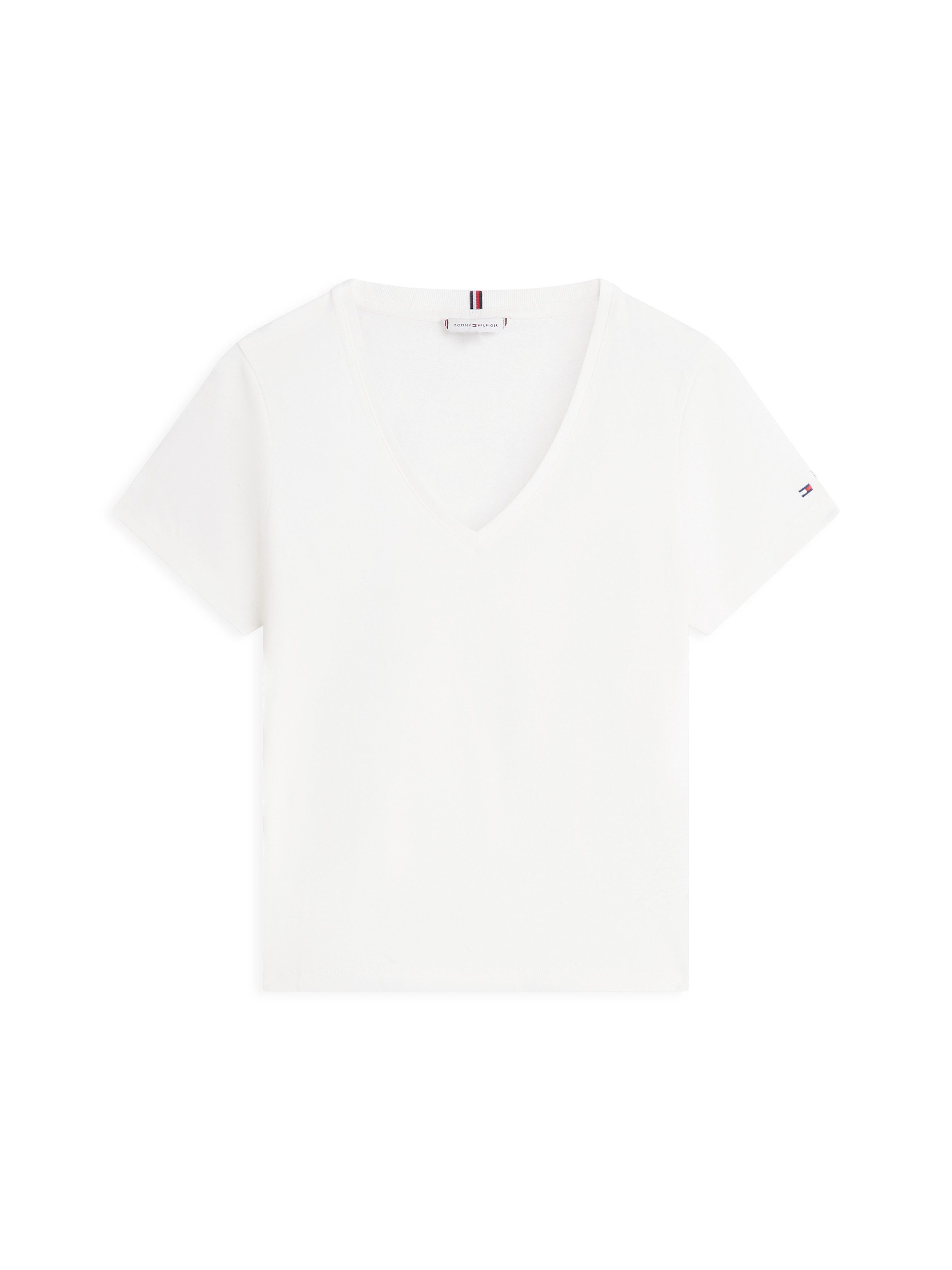 Tommy Hilfiger Kurzarmshirt CO LINEN V-NECK SHORT SLEEVE TEE mit V-Ausschnitt, Regular Fit – Bild 4 von 5