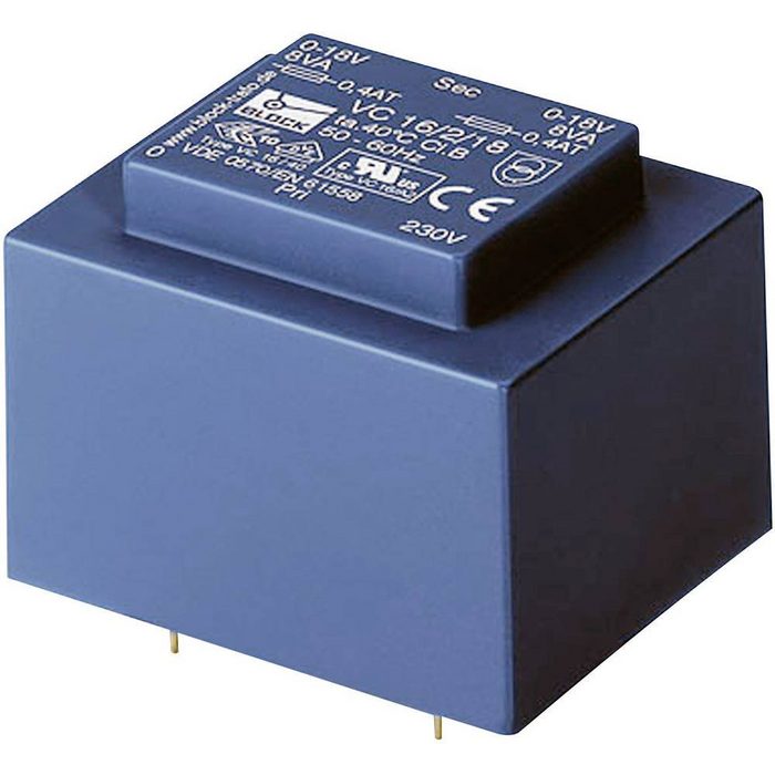 Block Spannungswandler Block VC 10/1/18 Printtransformator 1 x 230 V 1 x 18 V/AC 10 VA 555 mA (VC 10/1/18)