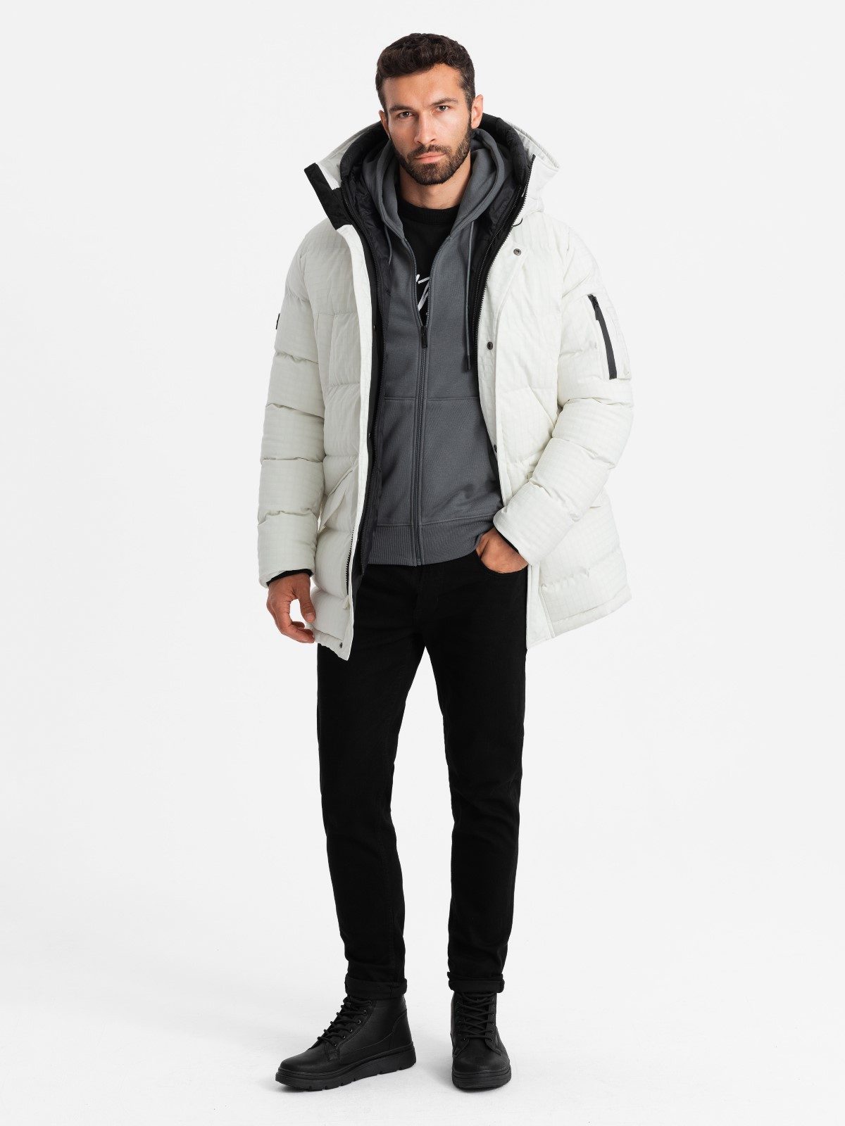 OMBRE Winterjacke Lange Outdoo Jacke für Herren