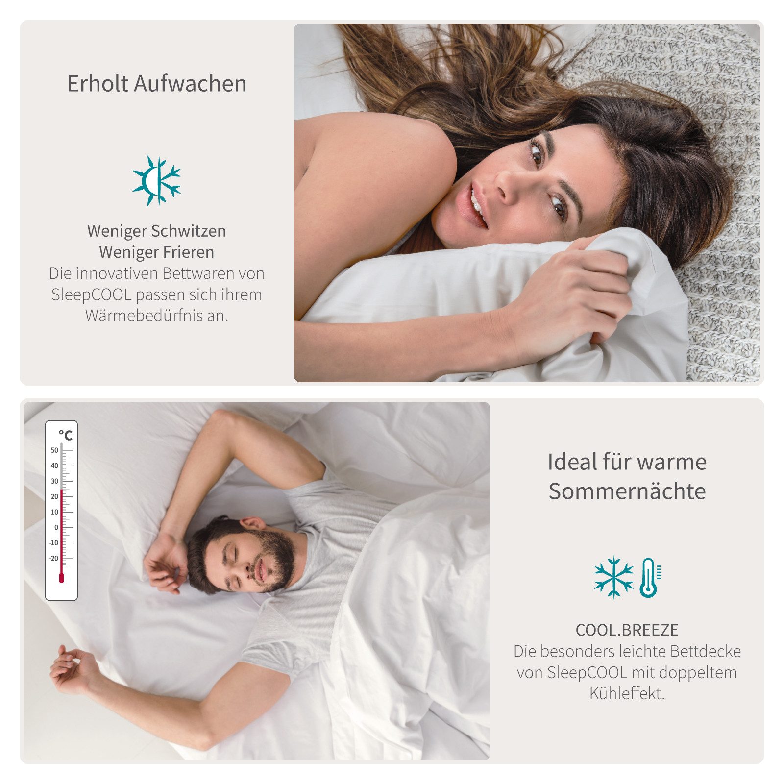 SleepCOOL Sommerbettdecke Leichte Bettdecke mit Kühleffekt und Temperaturregulierung, Kein Schwitzen mehr, Hergestellt in der EU