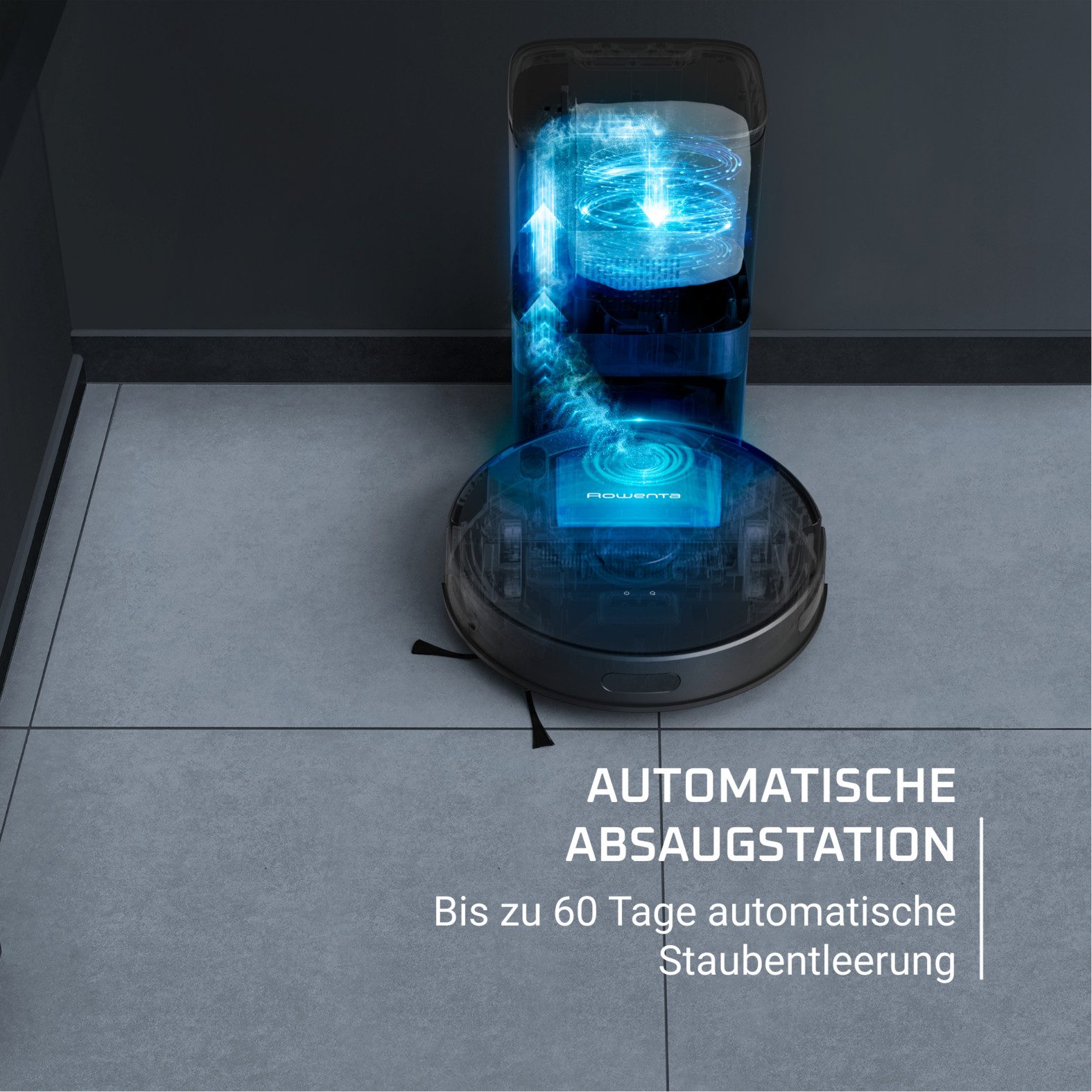 Rowenta Saugroboter mit Wischfunktion und Absaugstation X-Plorer 75S+ Neo, lange Laufzeit, 2700 Pa Saugleistung, präzise Lasernavigation, Sprachassistent, RR85E3