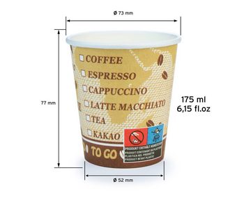 OCTOPUS Einwegbecher Pappbecher, Kaffeebecher mit 175 ml Füllvolumen