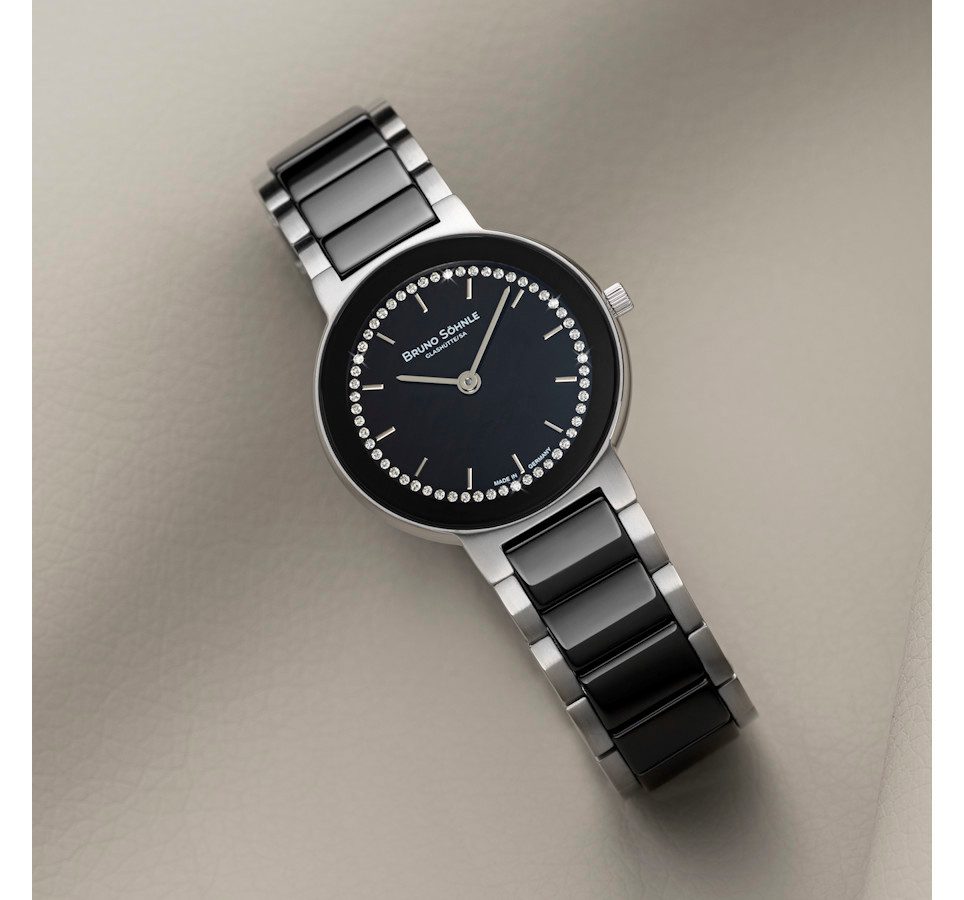 BRUNO SÖHNLE Quarzuhr Damenuhr Glashütte Bruno Söhnle Algebra Keramik schwarz, Limited Edition, nur 125 Exemplare