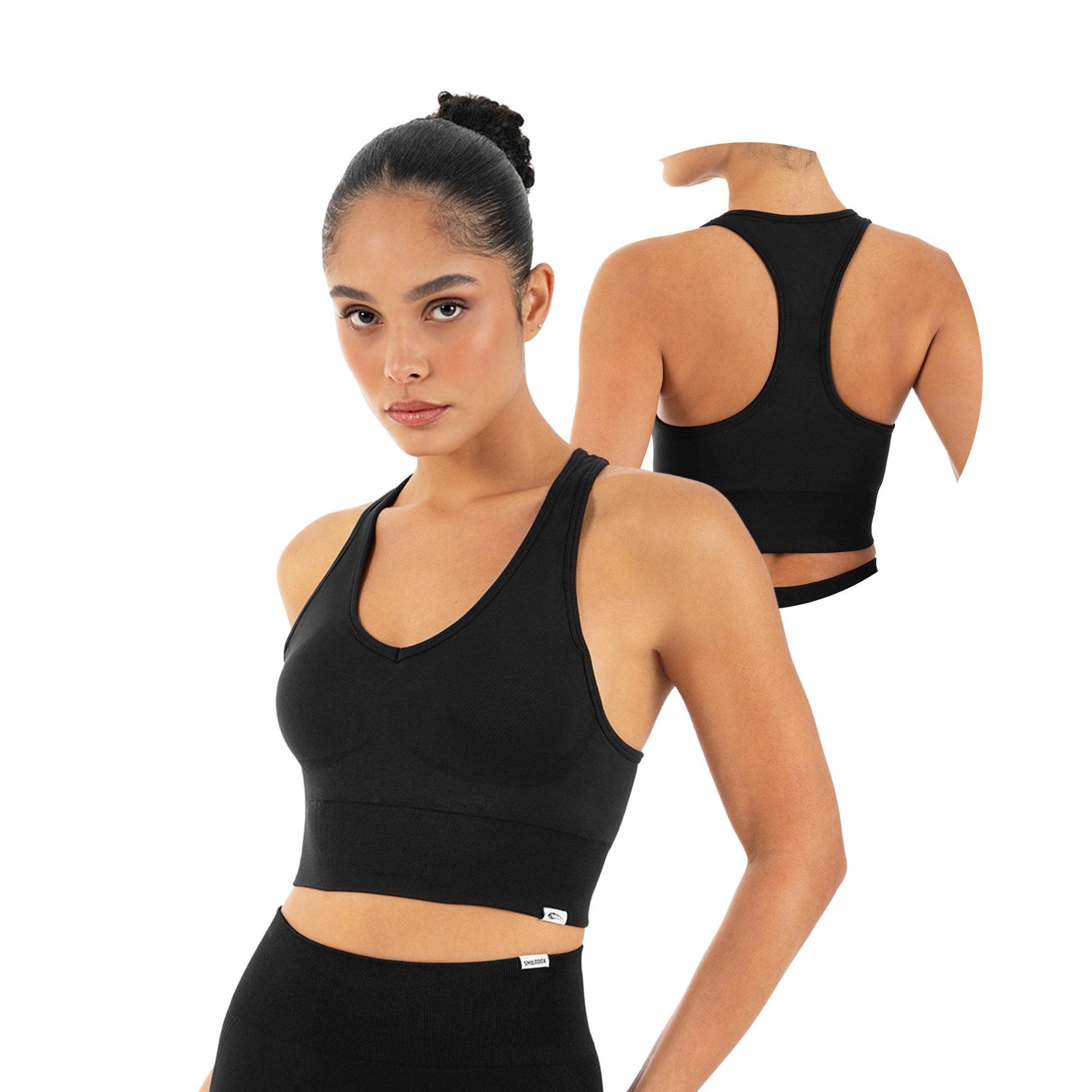Smilodox Sport-BH Vonda, Sport Top Damen, Gym-BH für Workouts,Training & Yoga V-Ausschnitt, Seamless, Shaped Fit, Support-Bund, elastisch