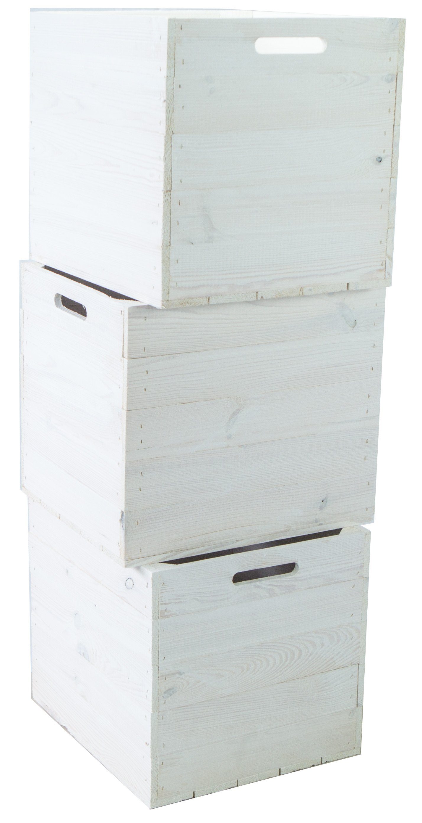 Kistenkolli Altes Land Allzweckkiste 3er Set Holzkiste weiß passend für Kallax Expeditregaleinsatz (Spar-Set, 3er Set)